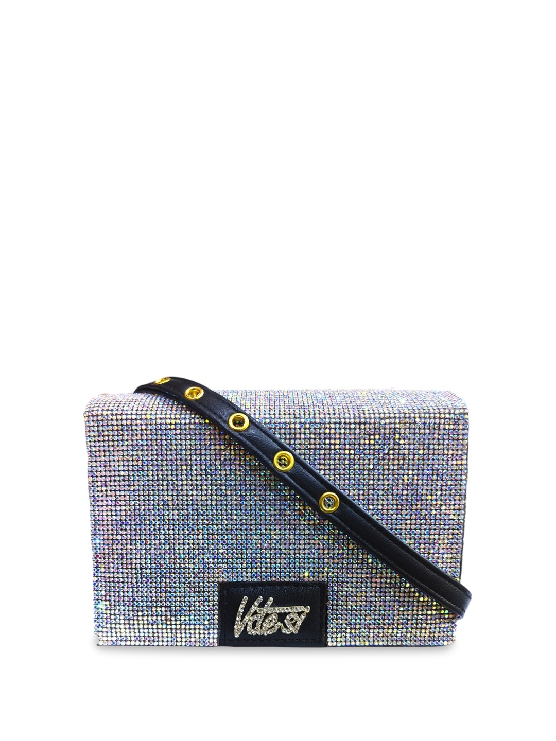 

Vdesi Women Rhinestone Embellished Waist Pouch, Silver