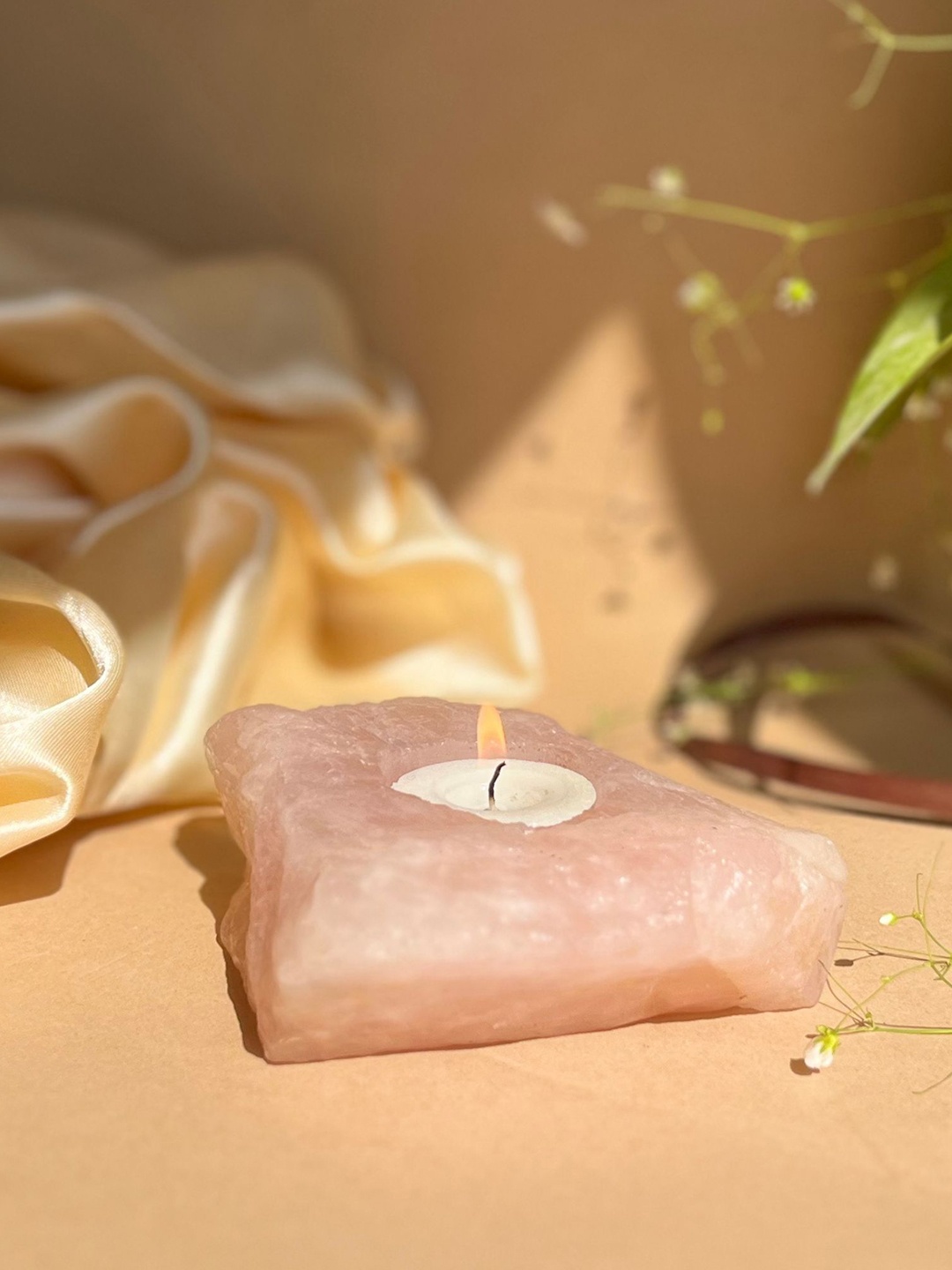 

HOMEARTE Pink Stoneware Tea Light Candle Holder