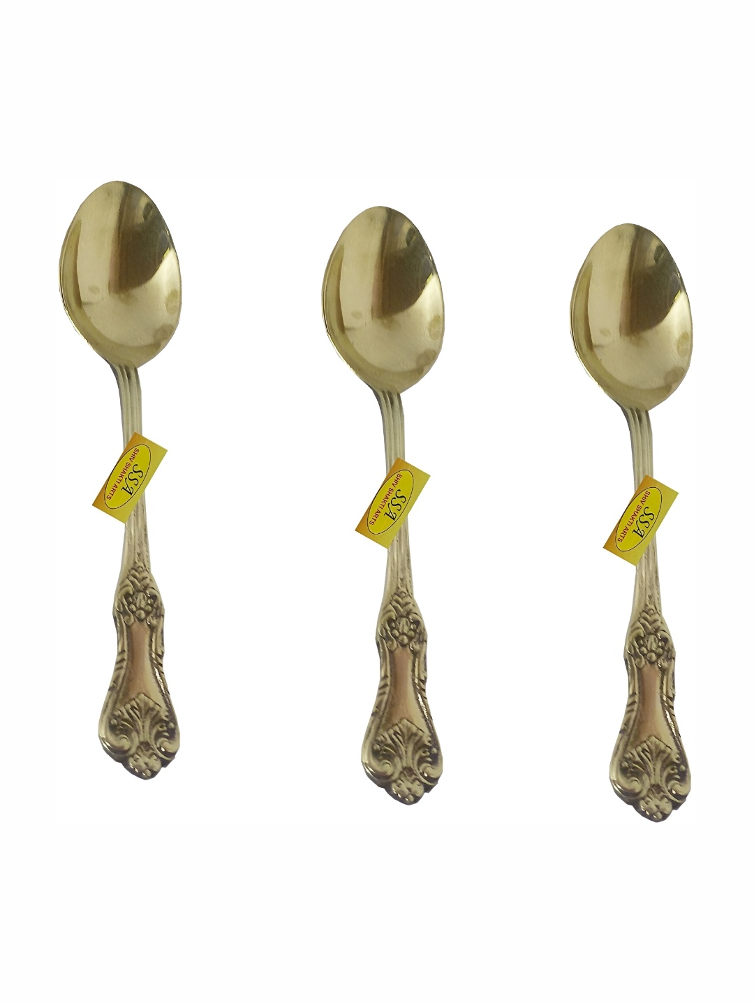 

Shivshakti Arts Gold Toned 3 Pieces Pure Brass Table Spoon Set