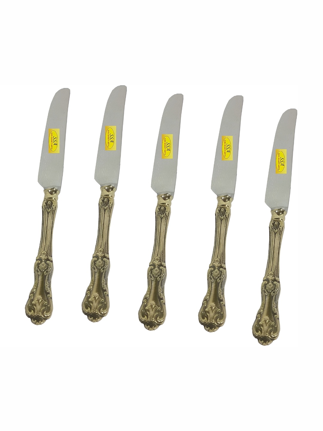 

Shivshakti Arts Yellow 5 Pieces Brass Butter Knives