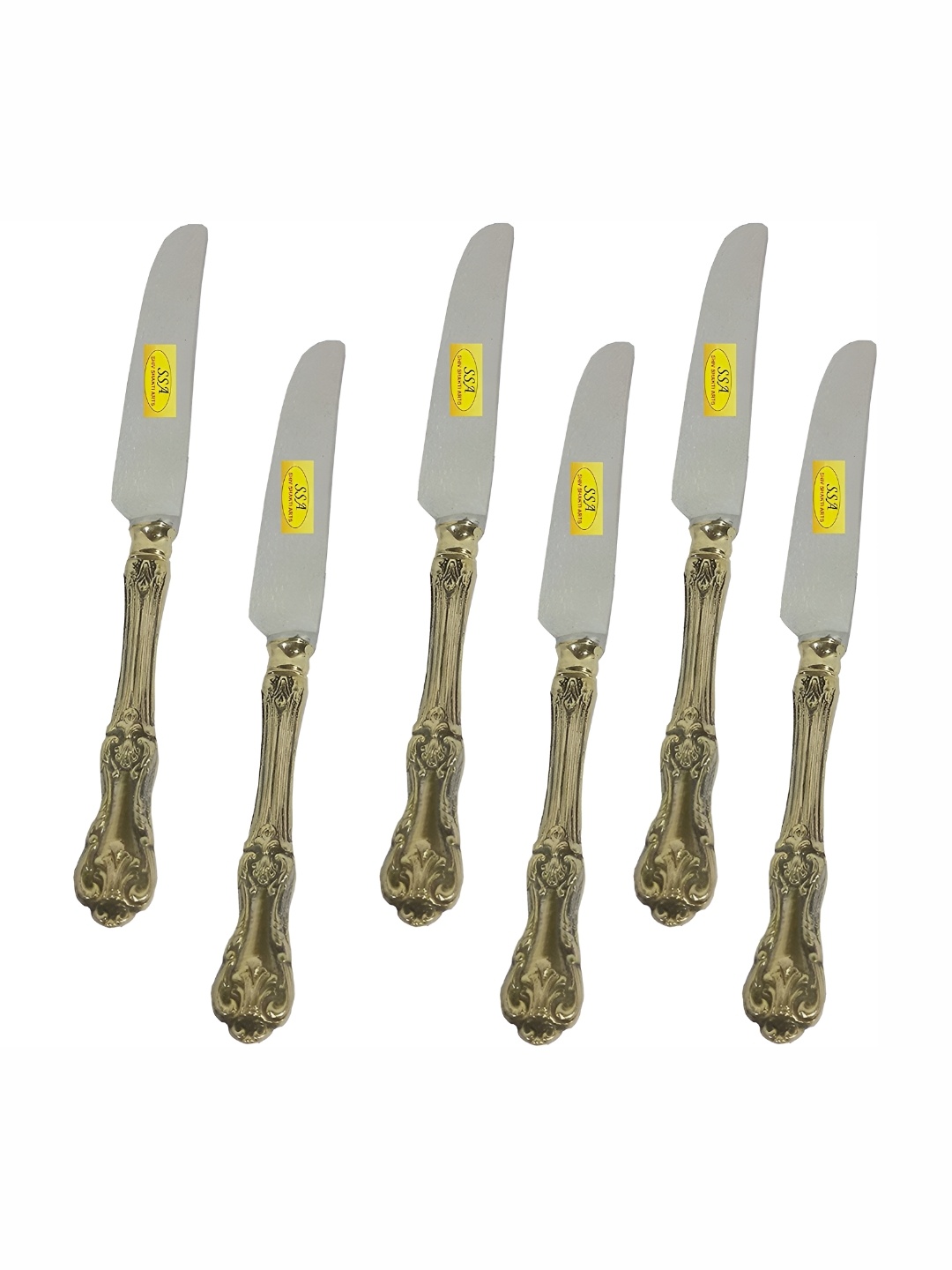 

Shivshakti Arts Grey 6 Pieces Pure Brass Butter Knife Set