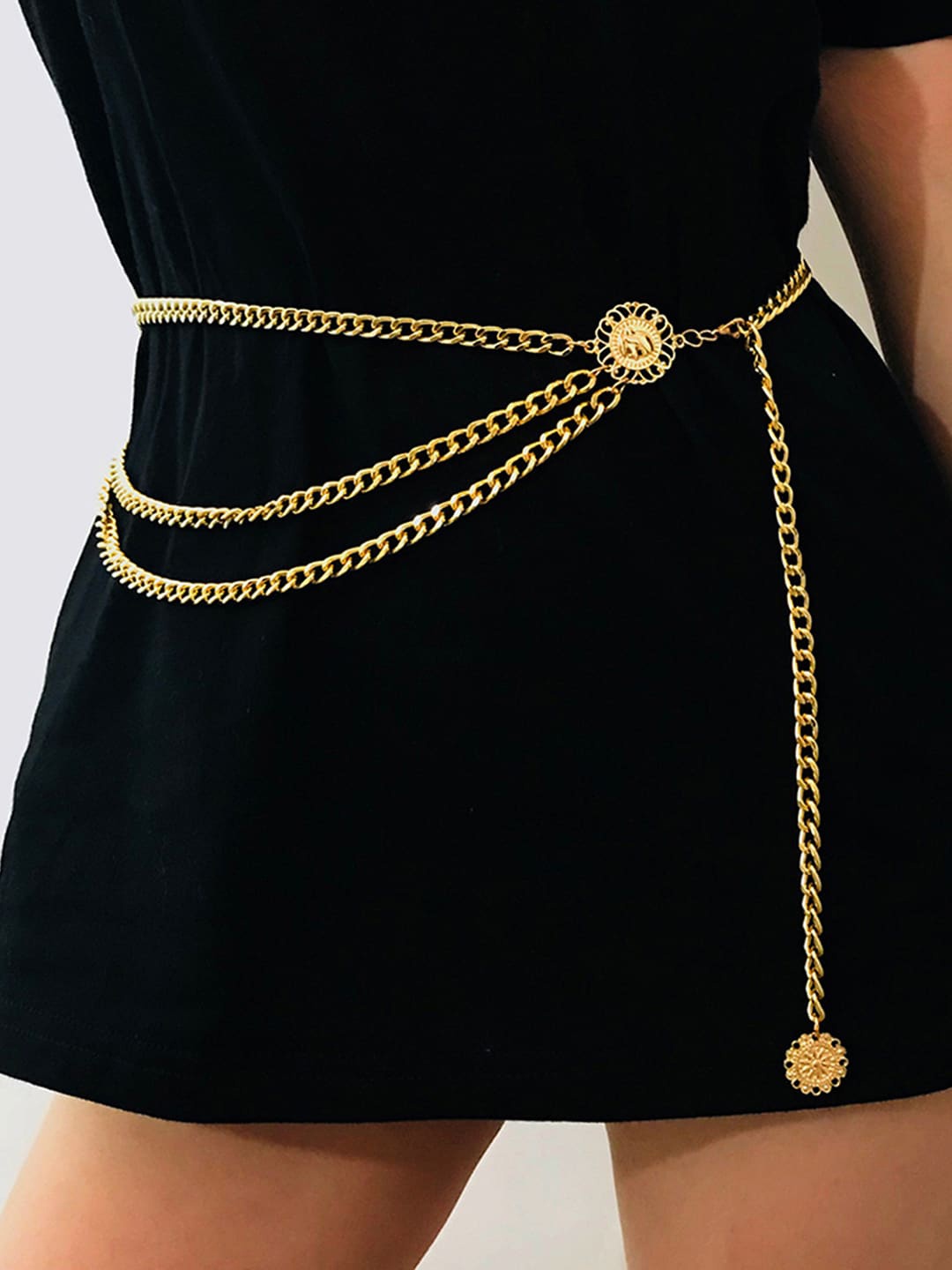 

Peora Studded Layered Waist Chain Saree Accessories, Gold