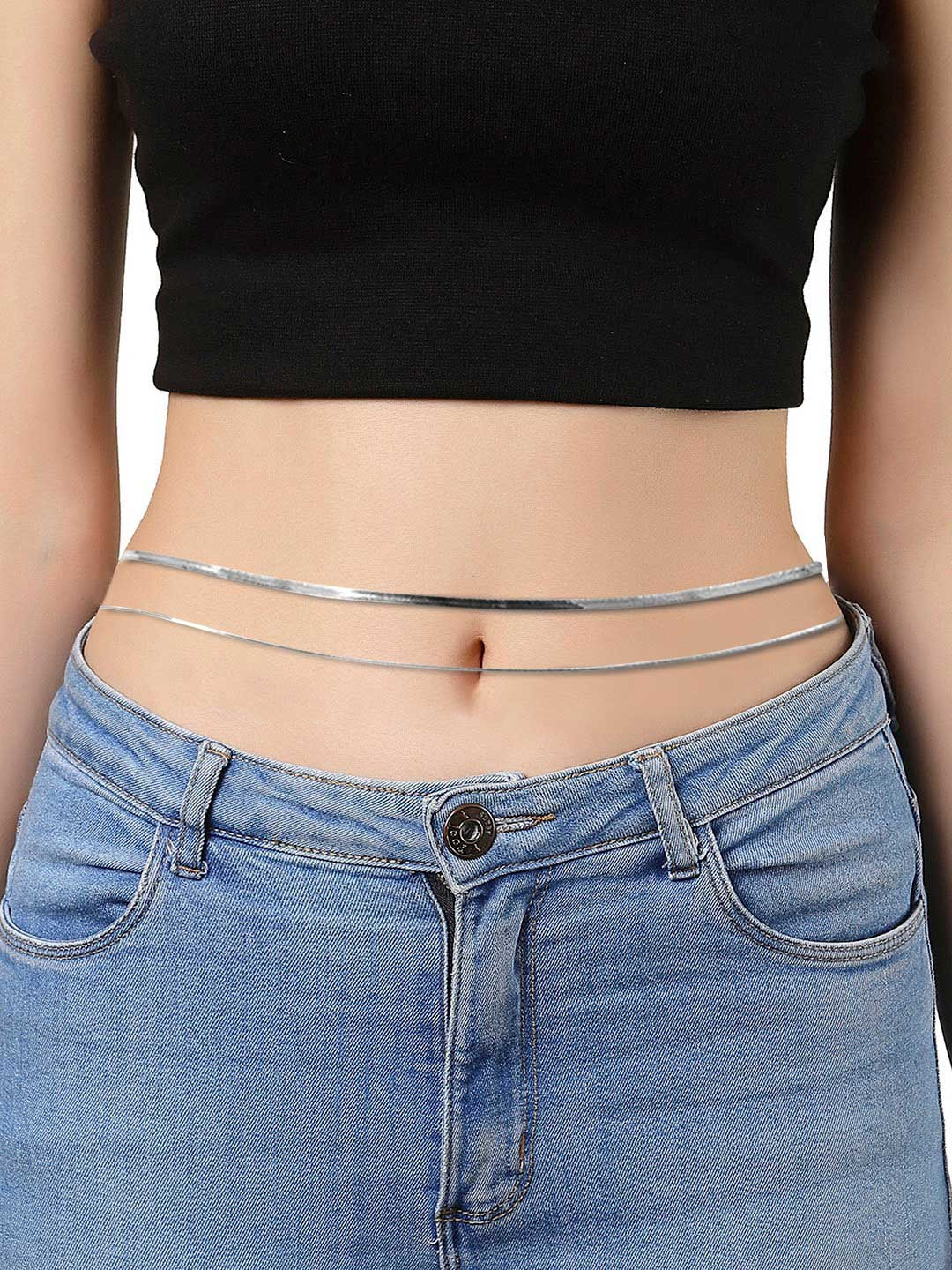 

Peora Studded Waist Chain Saree Accessories, Silver