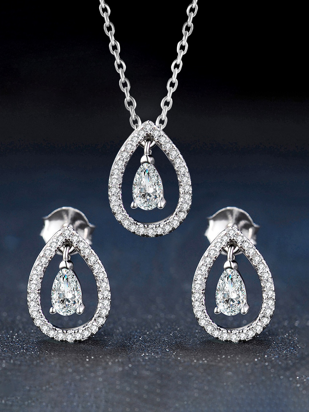 

Peora Silver Plated Cubic Zirconia Studded Jewellery Set