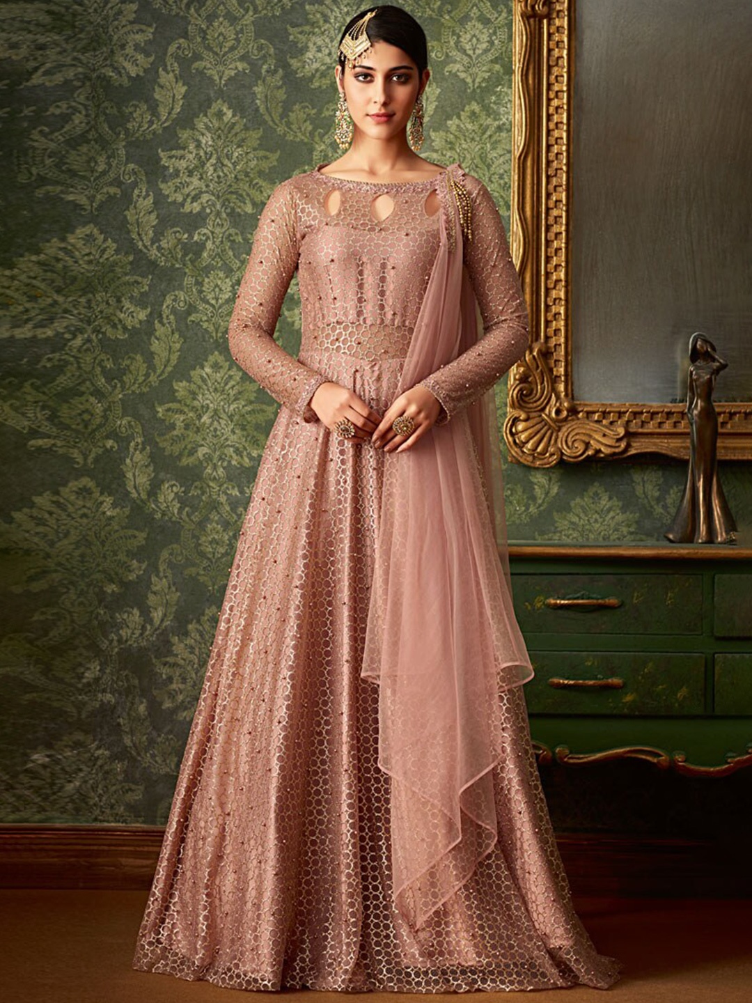 

Chandbaali Embroidered Pure Silk Semi-Stitched Dress Material, Pink