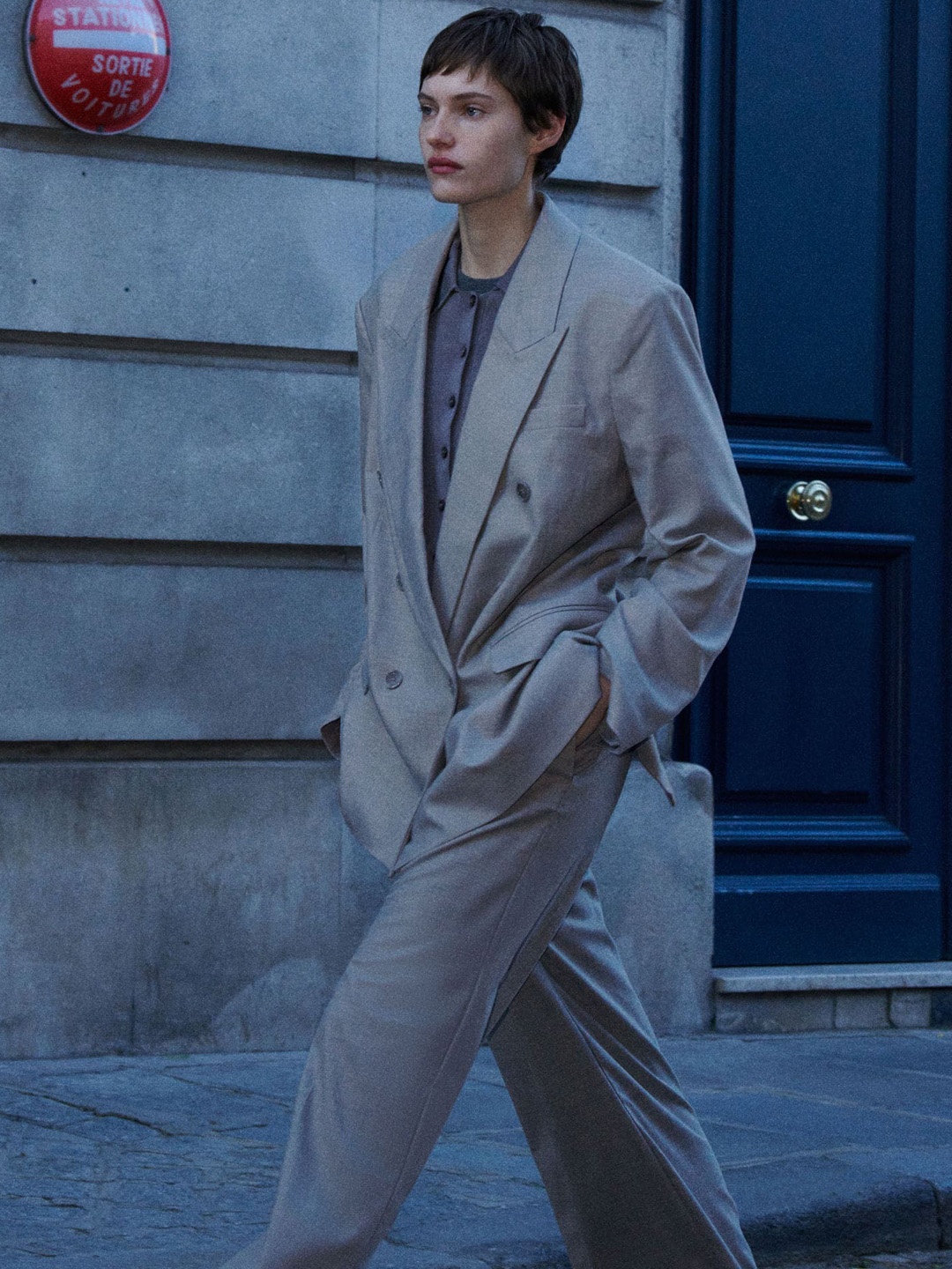 

H&M Double-Breasted Blazer, Grey