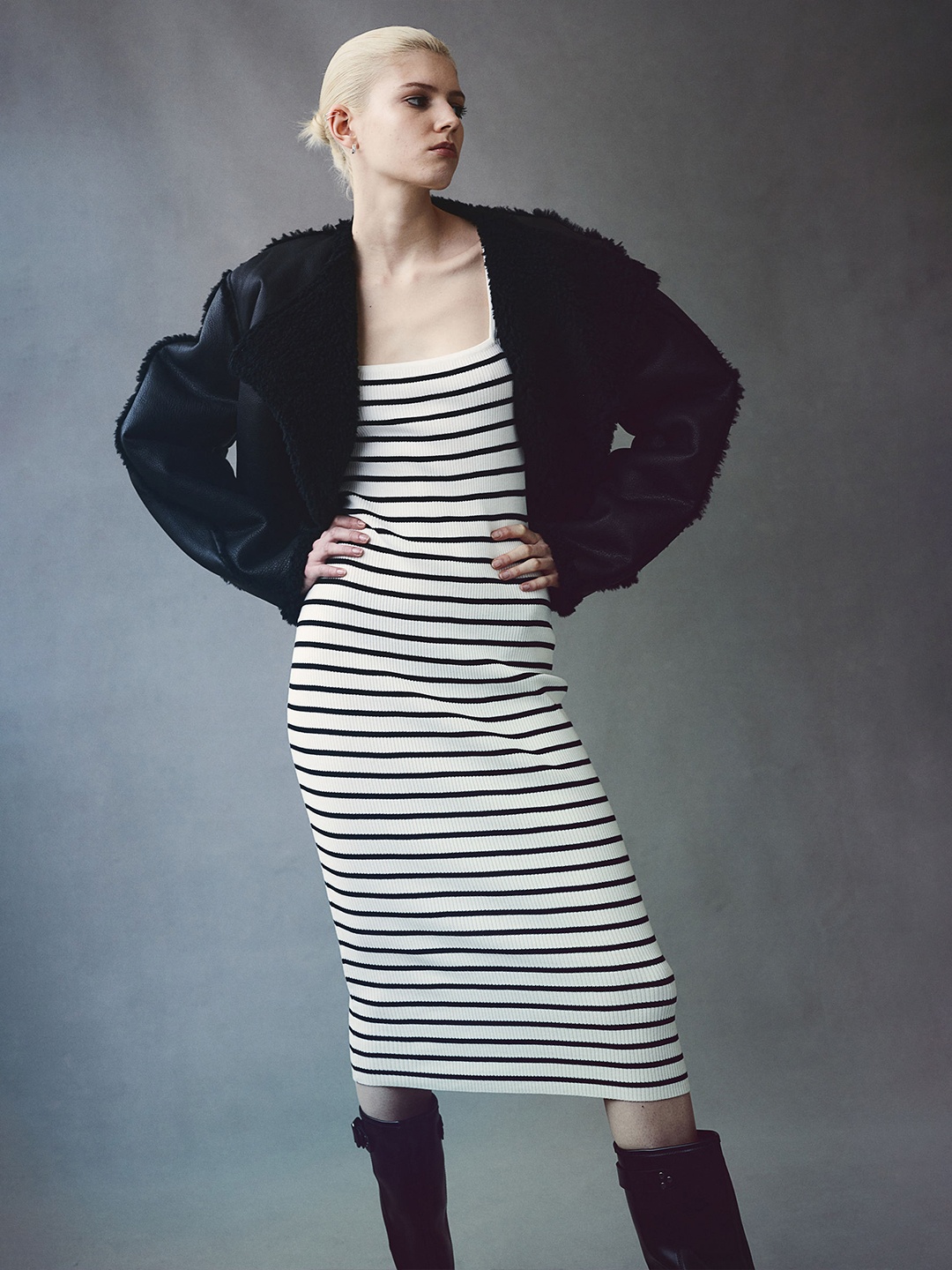 

H&M Rib-Knit Midi Dress, White