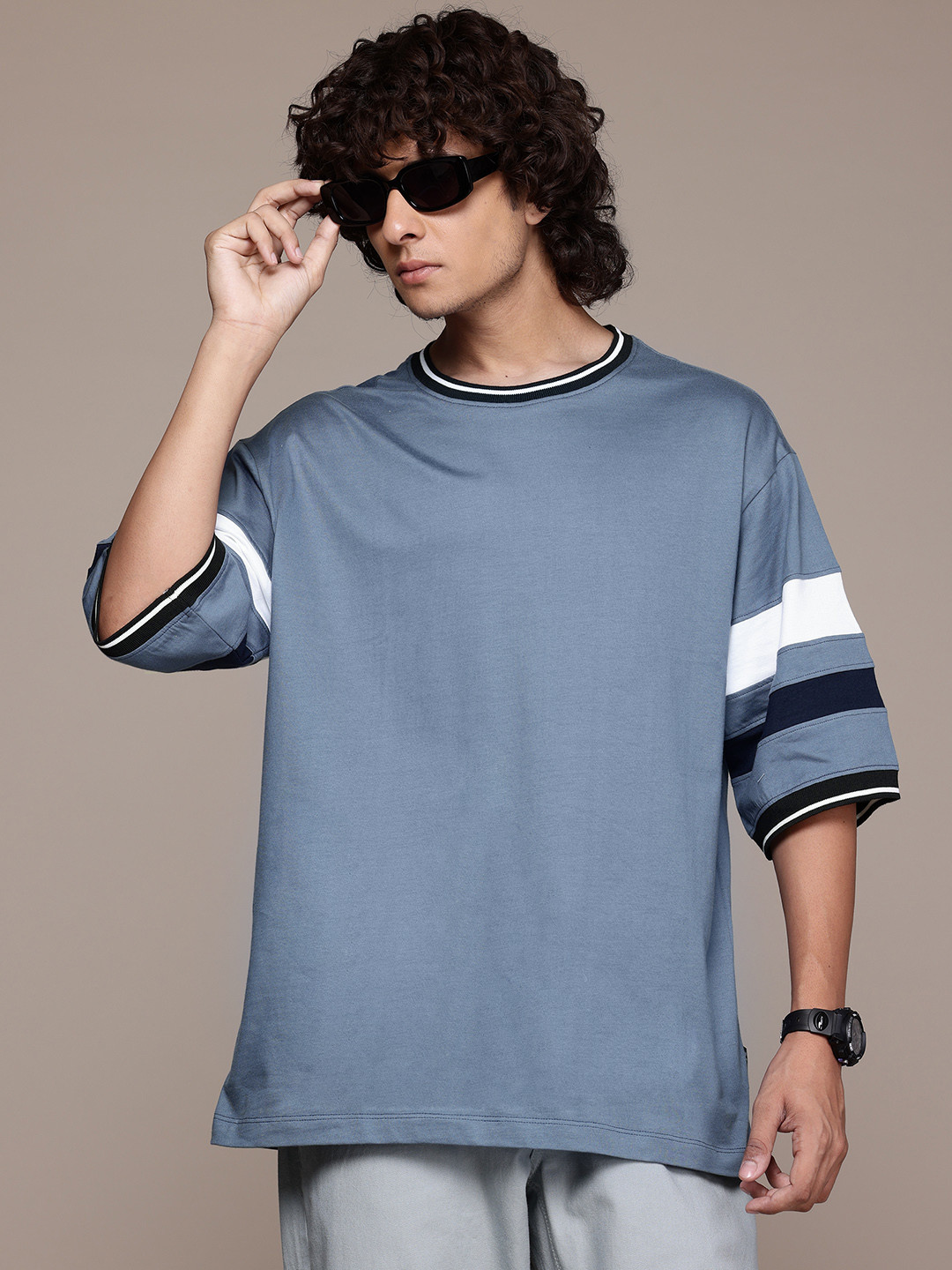 

The Roadster Lifestyle Co. Oversized Pure Cotton T-shirt, Blue