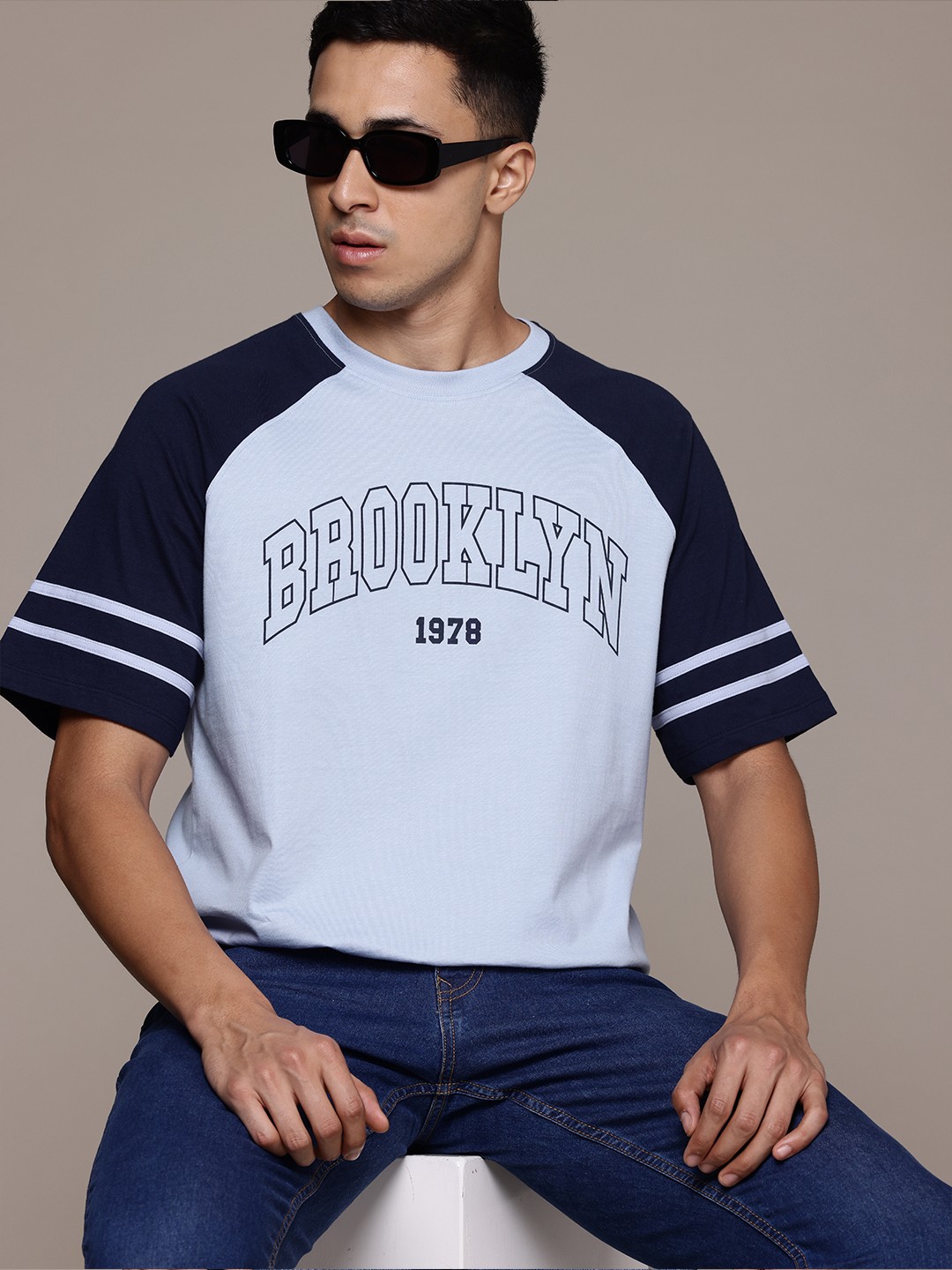 

The Roadster Lifestyle Co. Relaxed Fit Printed Pure Cotton T-shirt, Blue