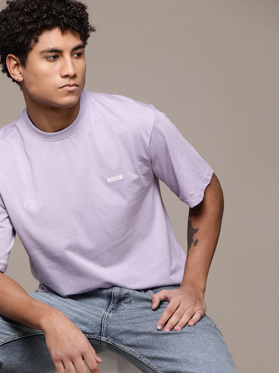 

Roadster The Lifestyle Co. Printed Detail Relaxed Fit T-shirt, Lavender