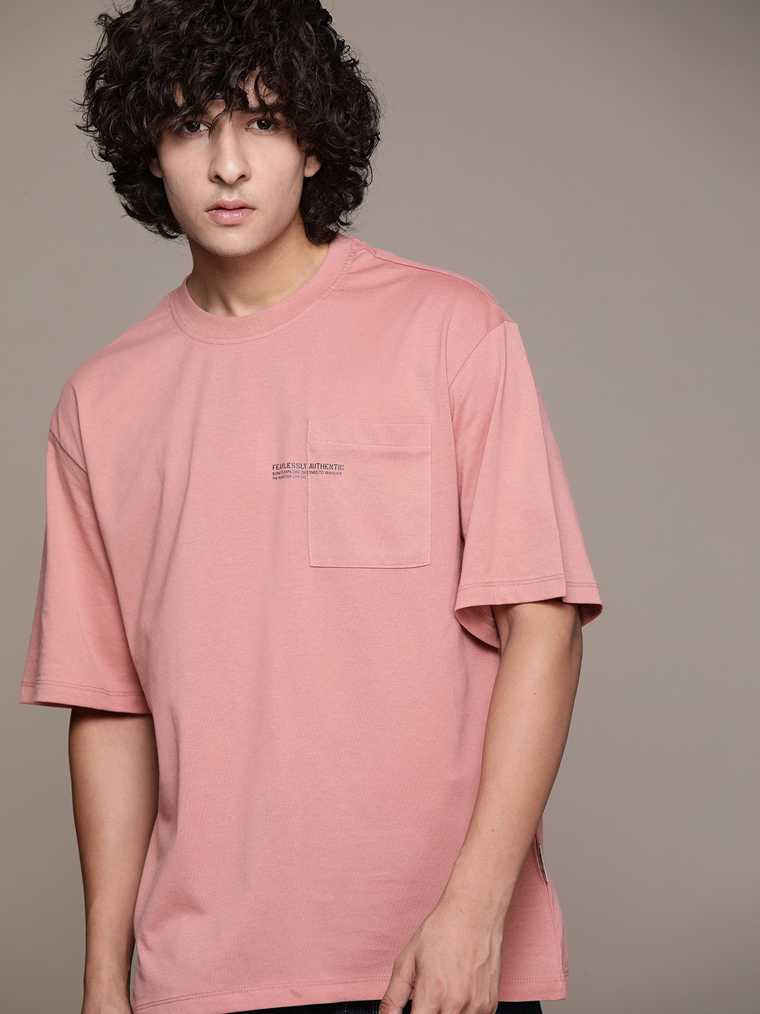

The Roadster Lifestyle Co. Drop-Shoulder Sleeves Relaxed T-shirt, Rose