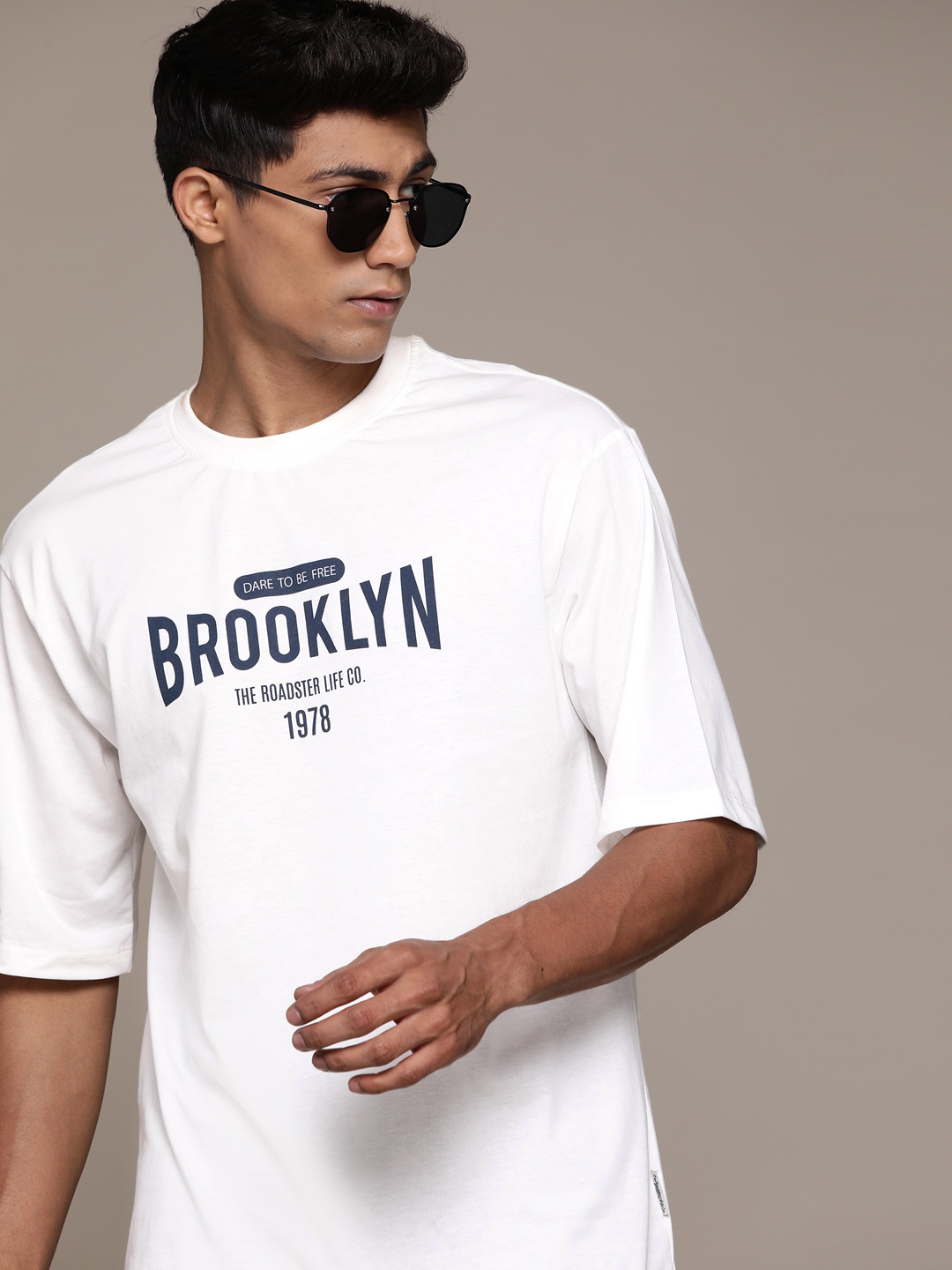 

The Roadster Lifestyle Co. Typography Printed Oversized T-shirt, White
