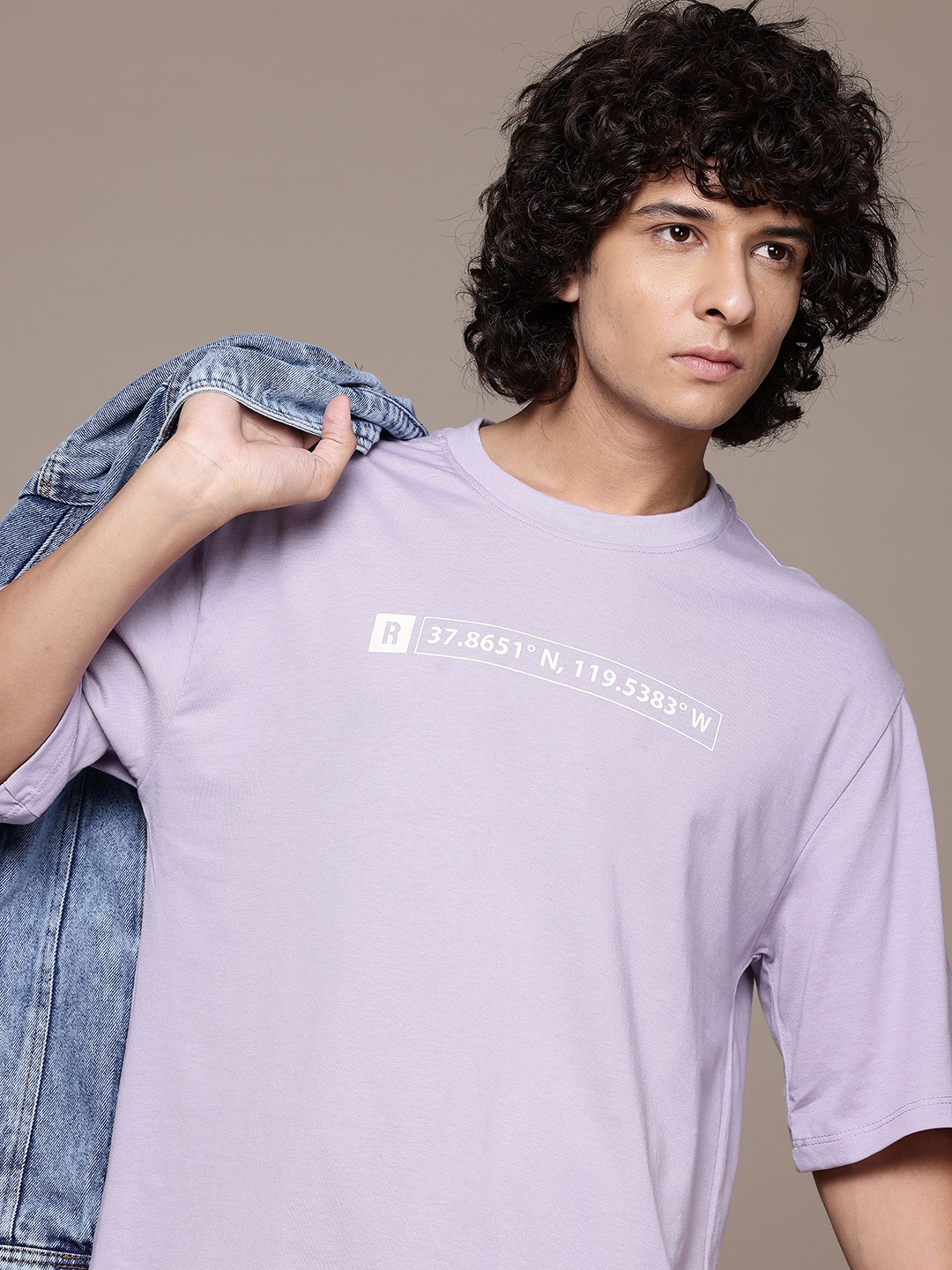 

The Roadster Lifestyle Co. Drop-Shoulder Sleeves Oversized T-shirt, Lavender