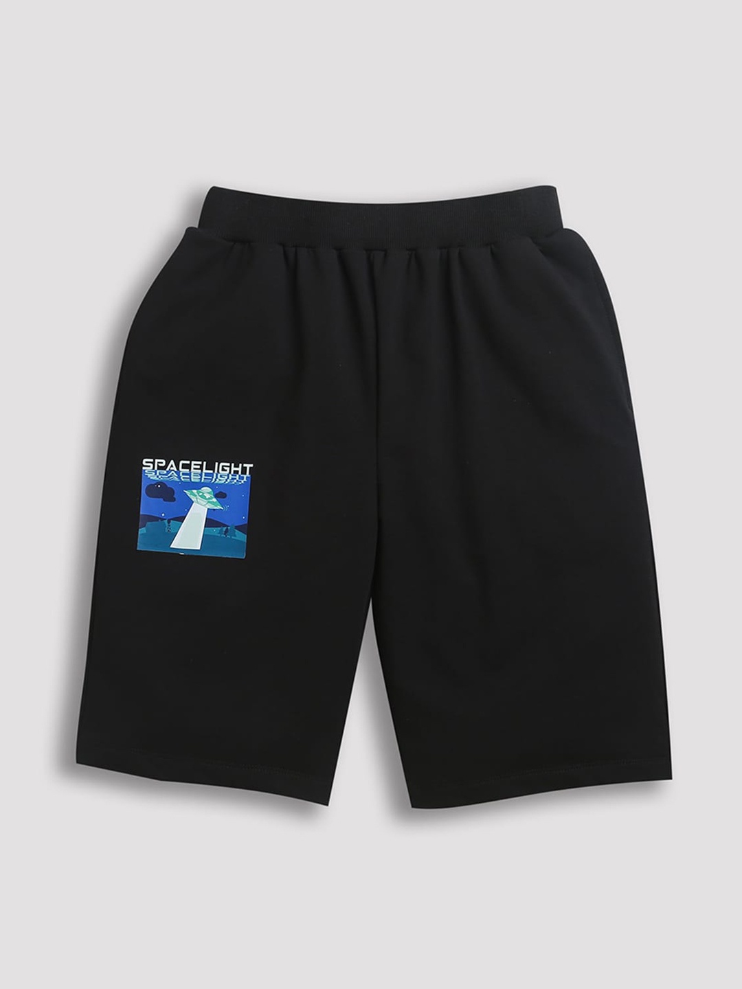 

ZIP ZAP ZOOP Boys Mid-Rise Pure Cotton Shorts, Black