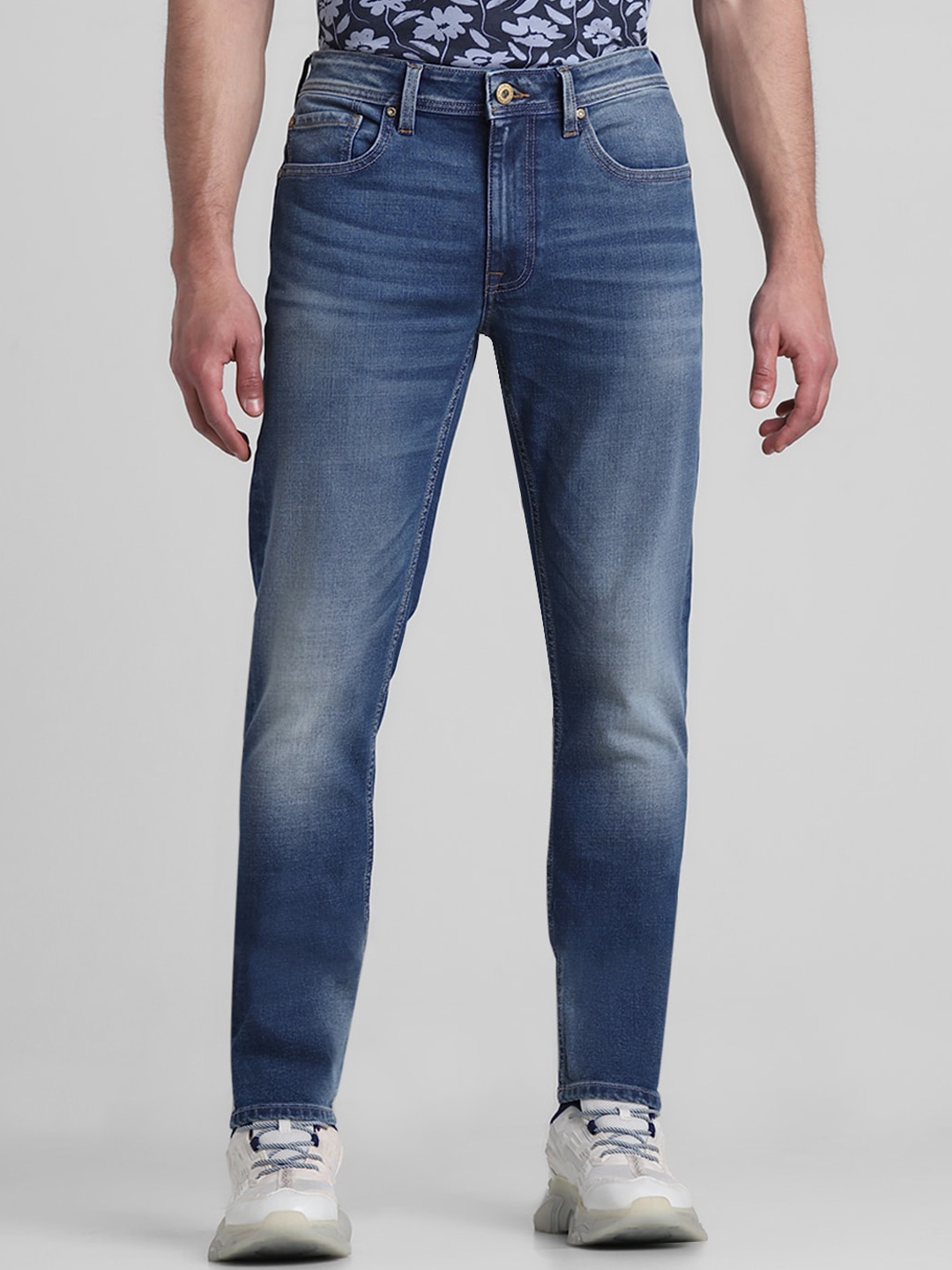 

Jack & Jones Men Tim Slim Fit Heavy Fade Stretchable Jeans, Blue