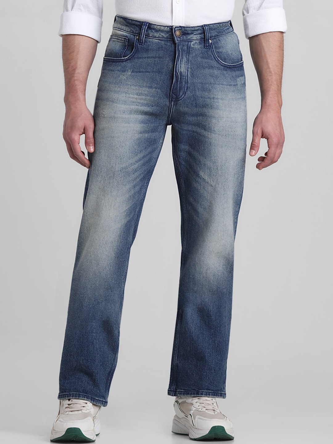 

Jack & Jones Men Straight High-Rise Heavy Fade Stretchable Jeans, Blue