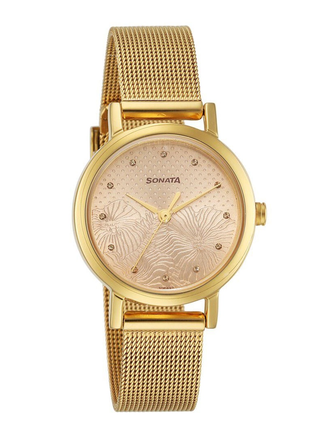 

Sonata Women Stainless Steel Bracelet Style Straps Analogue Watch 8174YM05, Gold