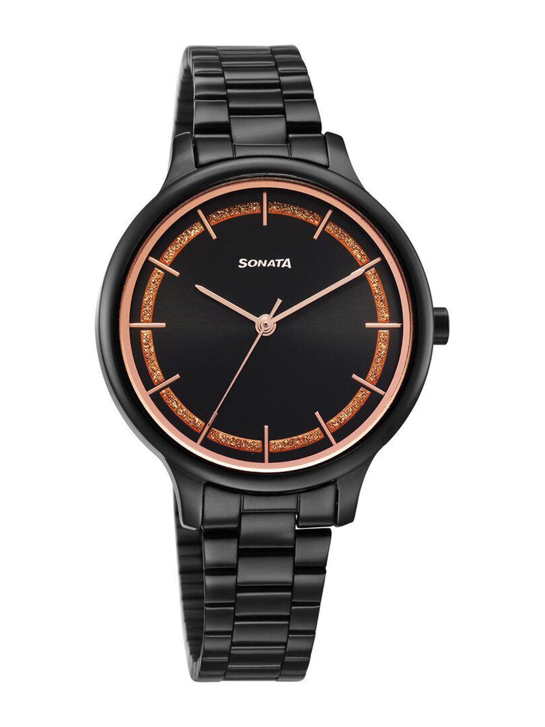 

Sonata Women Blush Stainless Steel Bracelet Style Straps Analogue Watch 87050NM04, Black