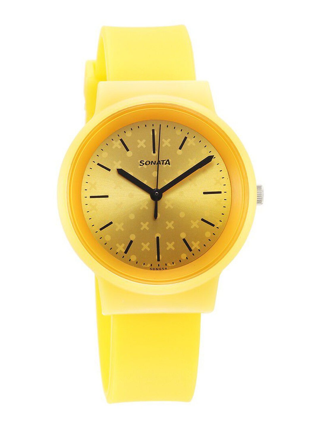 

Sonata Women Round Shaped Analogue Watch 87048PP03W, Yellow
