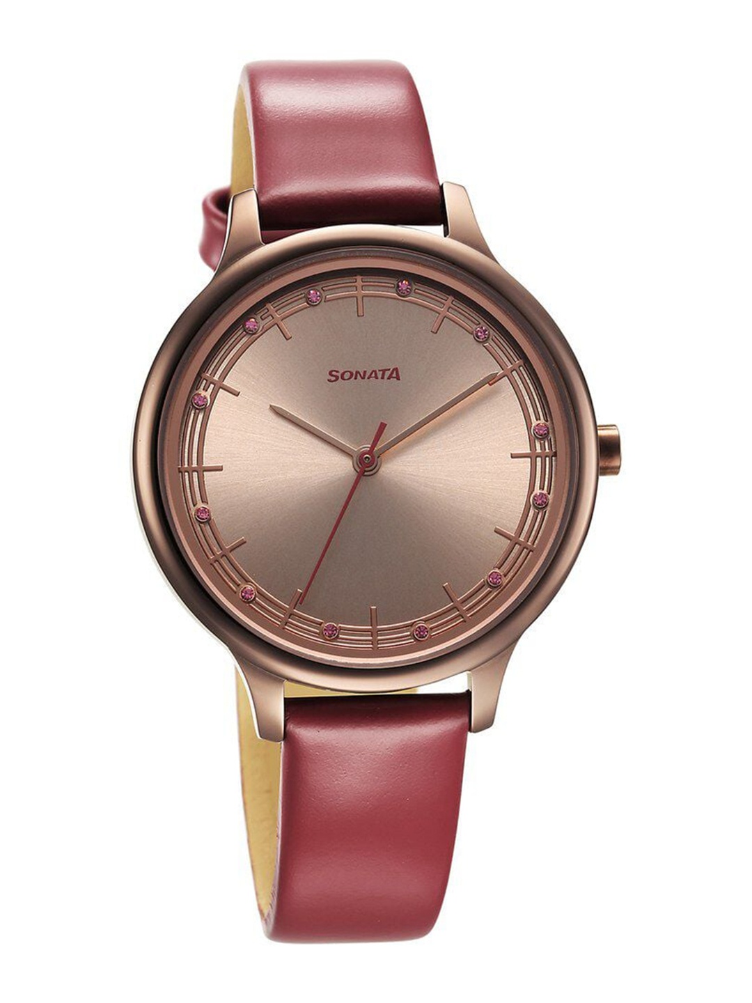 

Sonata Women Blush Leather Straps Analogue Watch 87050QL01, Mauve