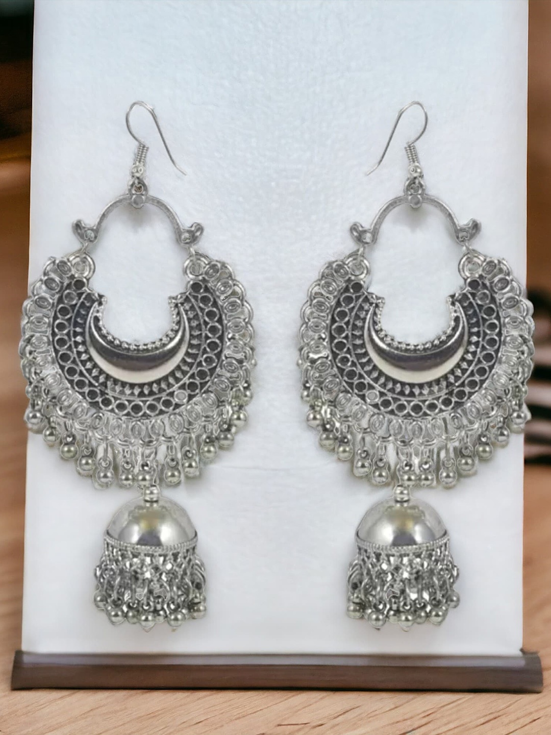 

The Pari Silver-Plated Beads Beaded Dome Shaped Jhumkas