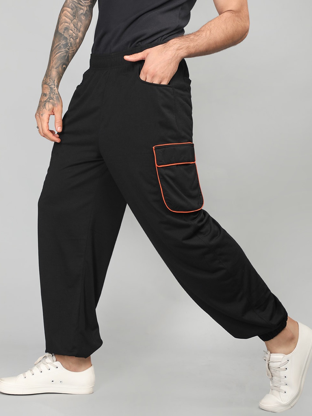 

CHKOKKO Men Relaxed-Fit Cotton Joggers, Black