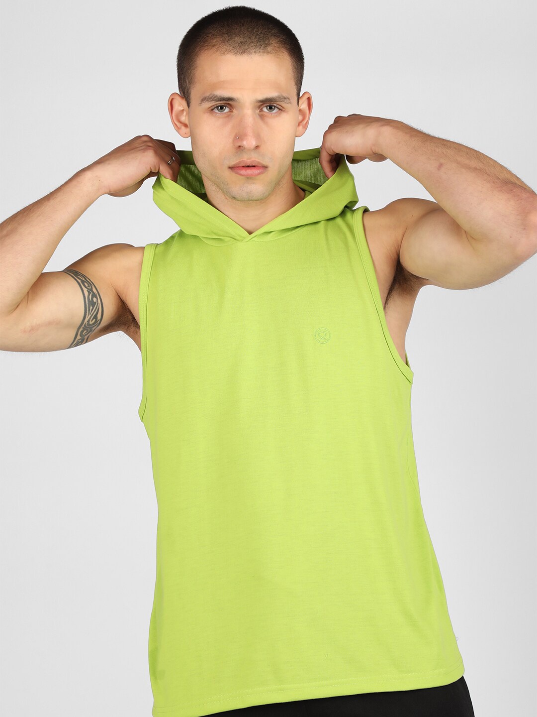 

CHKOKKO Hooded Sleeveless T-shirt, Fluorescent green