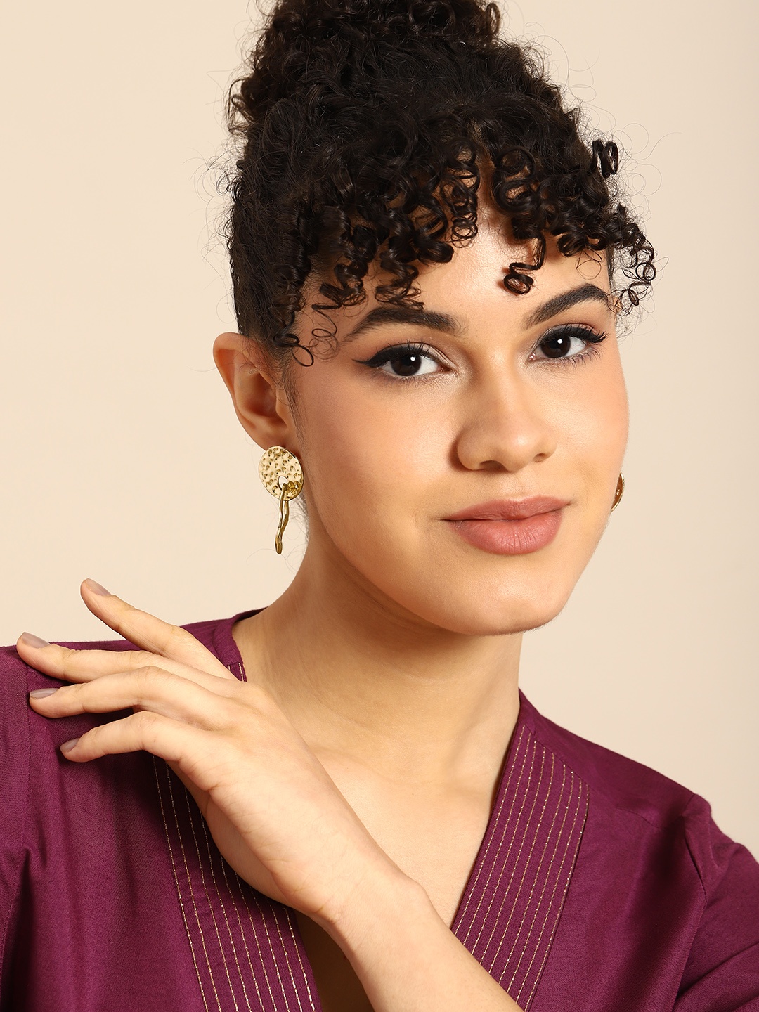

Anouk Women Gold-Plated Circular Drop Earrings