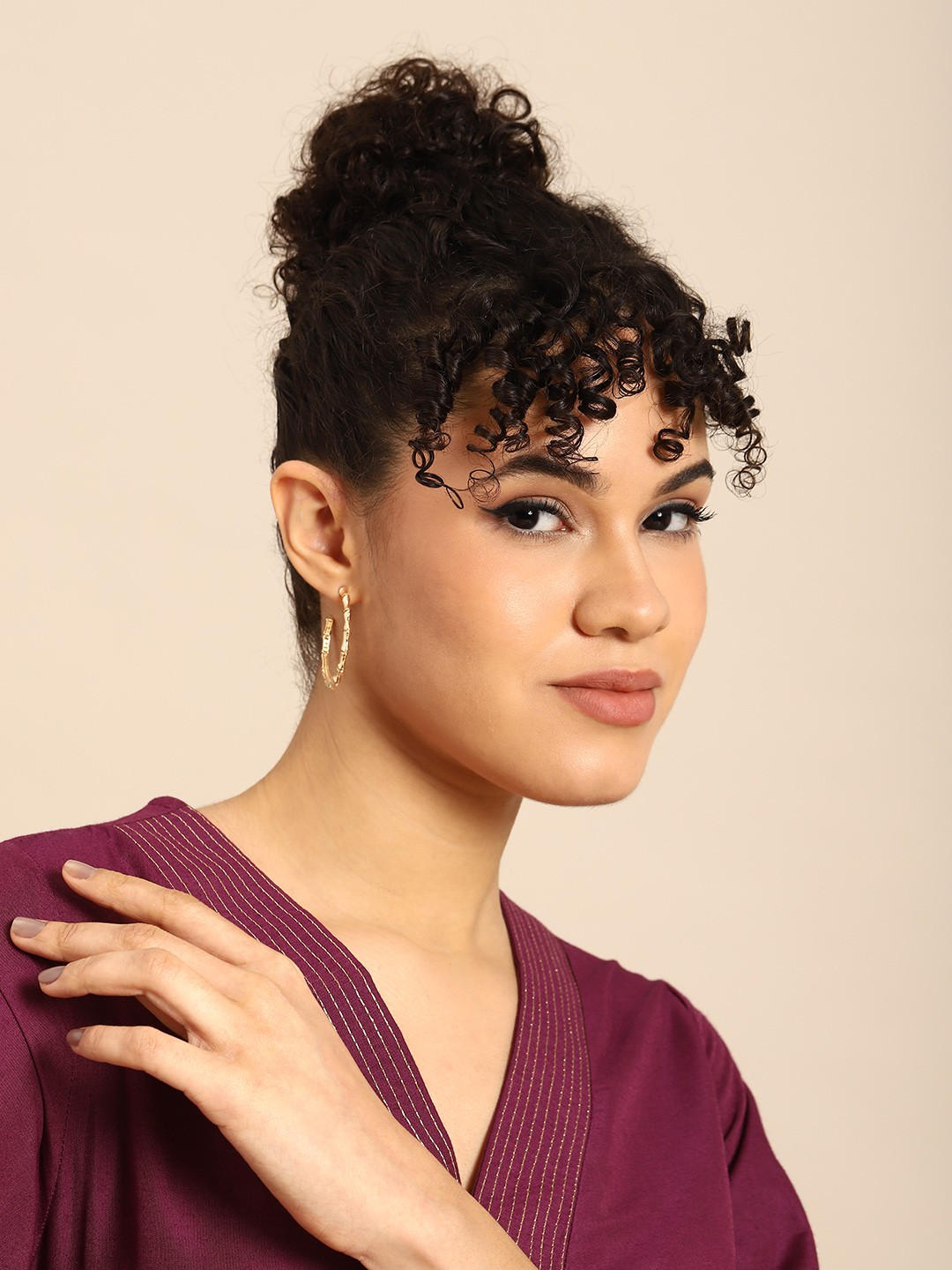 

Anouk Women Gold-Plated Circular Half Hoop Earrings