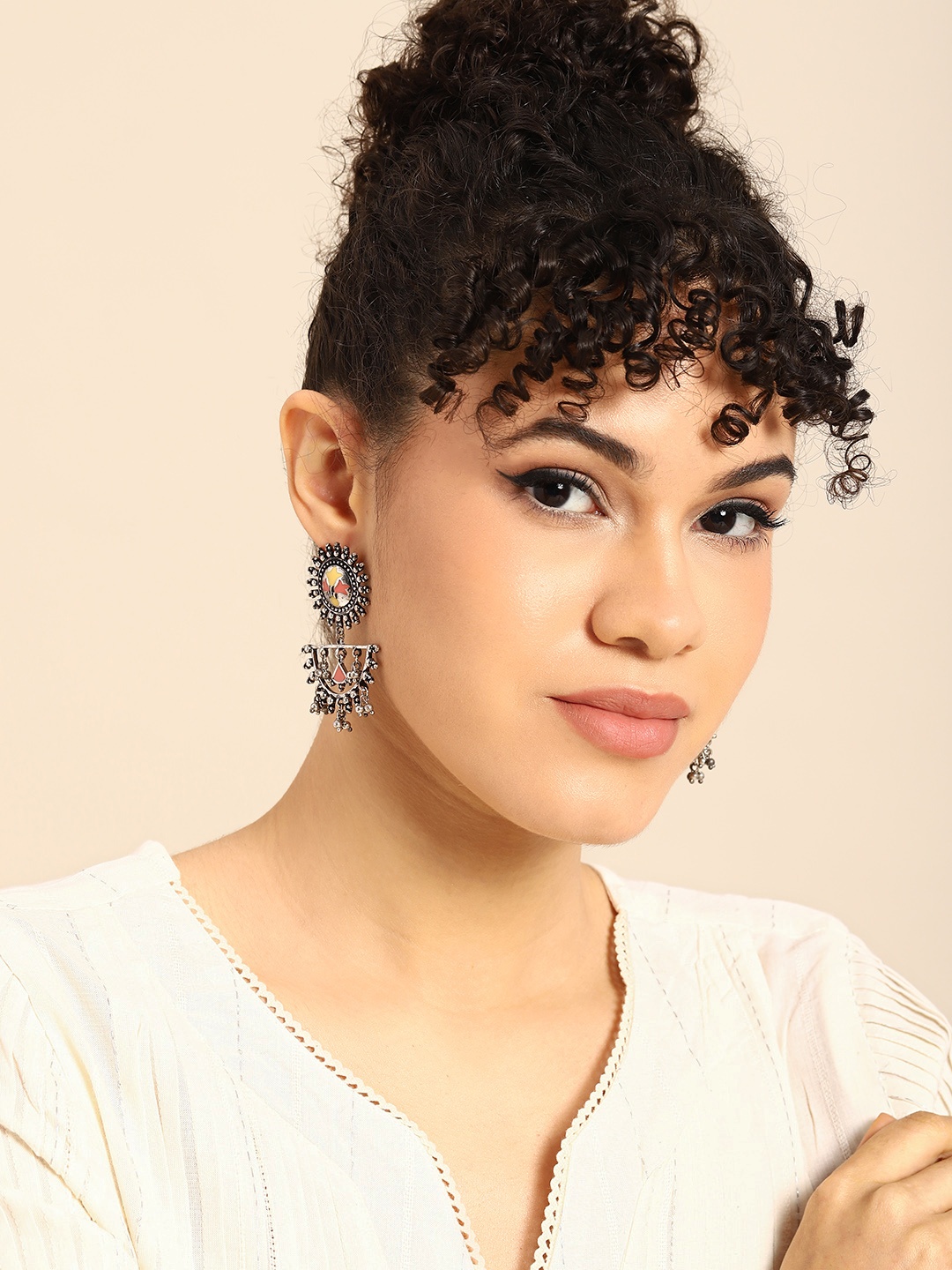 

Anouk Women Silver-Plated Contemporary Drop Earrings