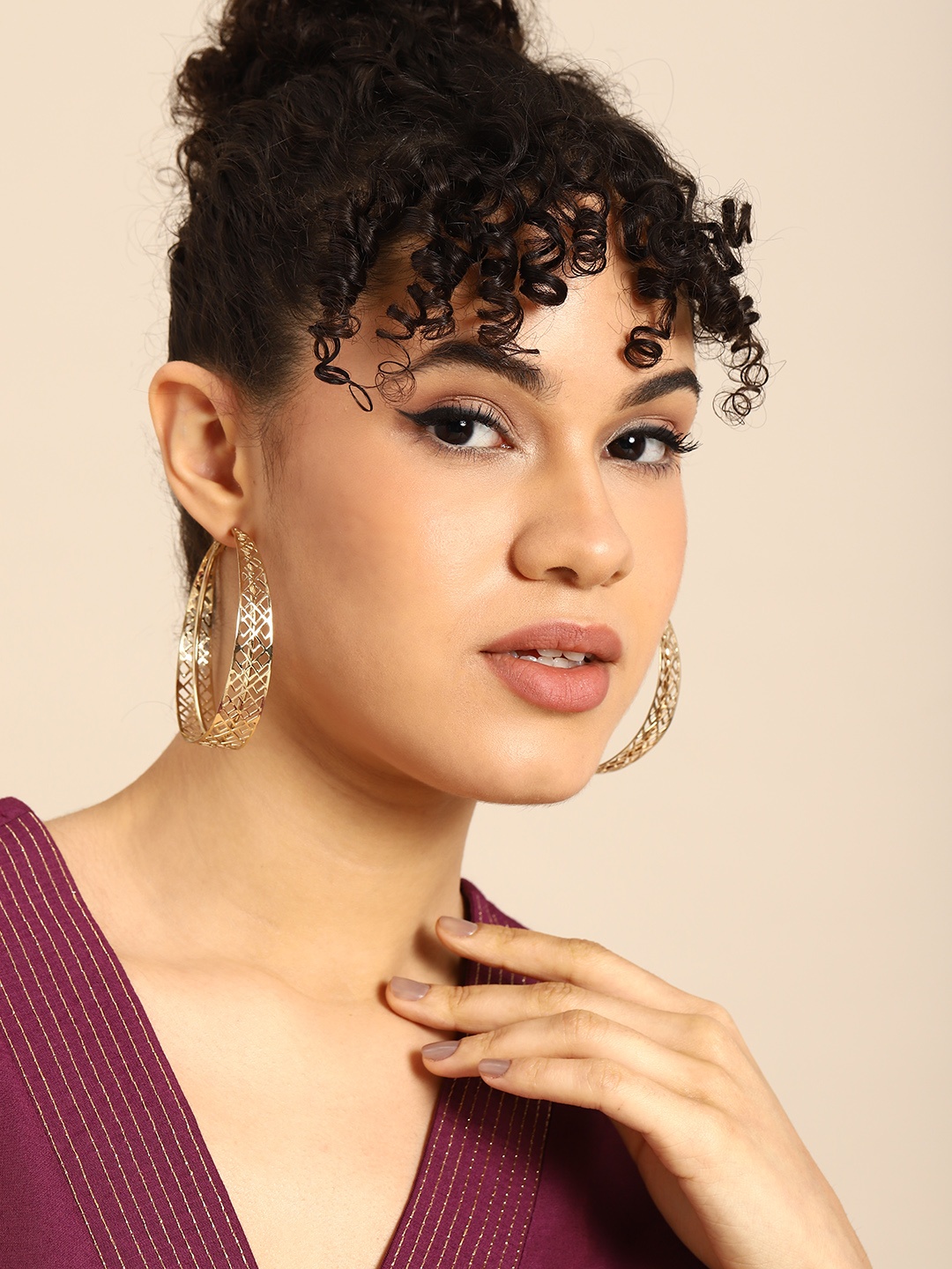 

Anouk Women Gold-Plated Circular Hoop Earrings