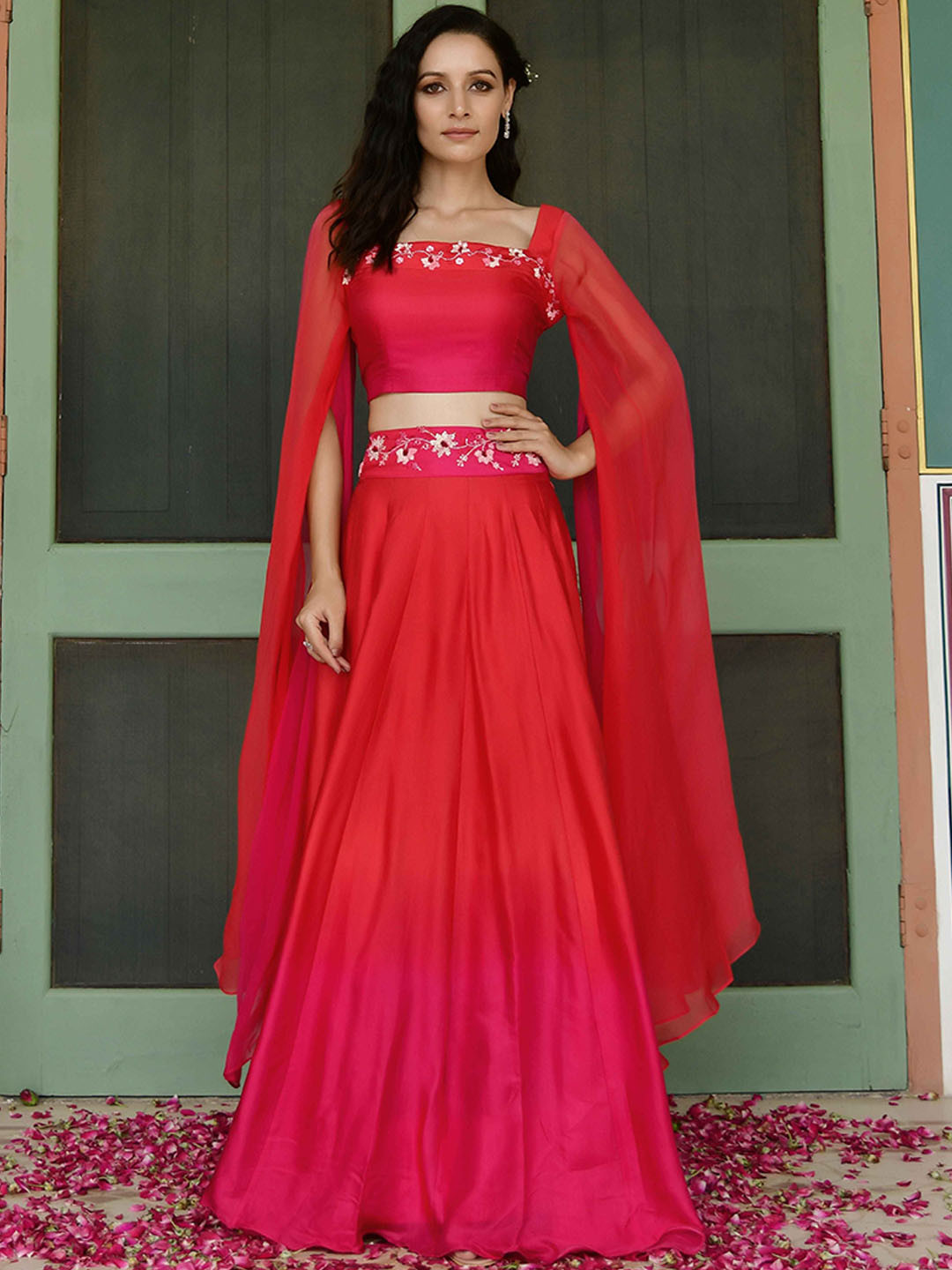 

Lirose Embroidered Ready to Wear Lehenga & Choli, Red