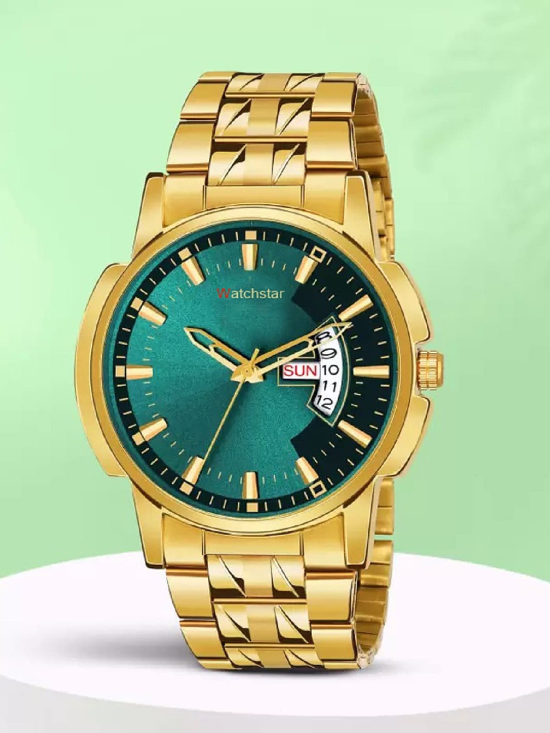 

WATCHSTAR Men Mother of Pearl Dial & Stainless Steel Analogue Watch DD Gold Green