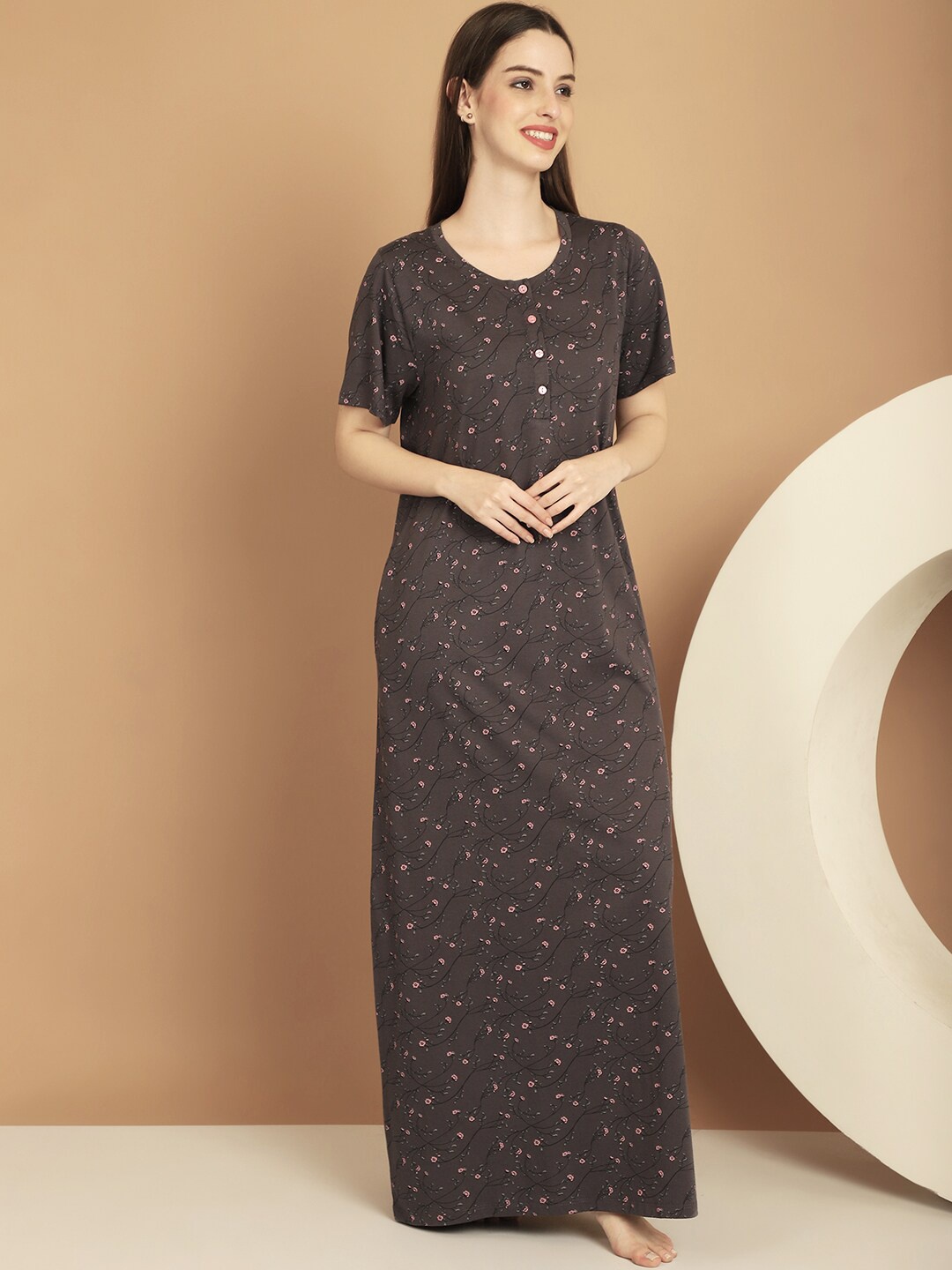 

Kanvin Floral Printed Maxi Nightdress, Purple