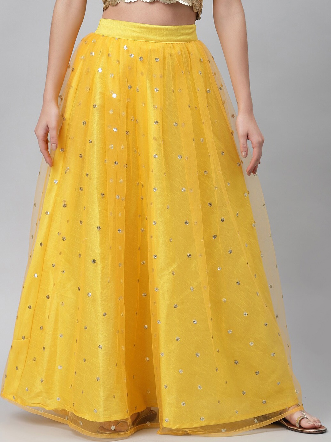 

studio rasa Embroidered Flared Maxi Skirts, Yellow