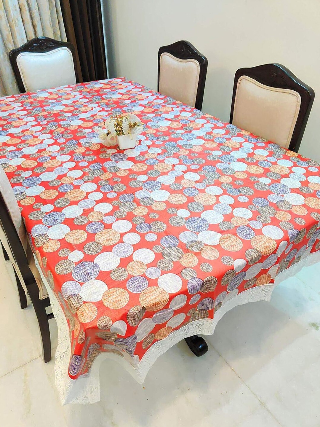 

CASA-NEST Orange Abstract Printed 8 Seater Rectangle Table Cover