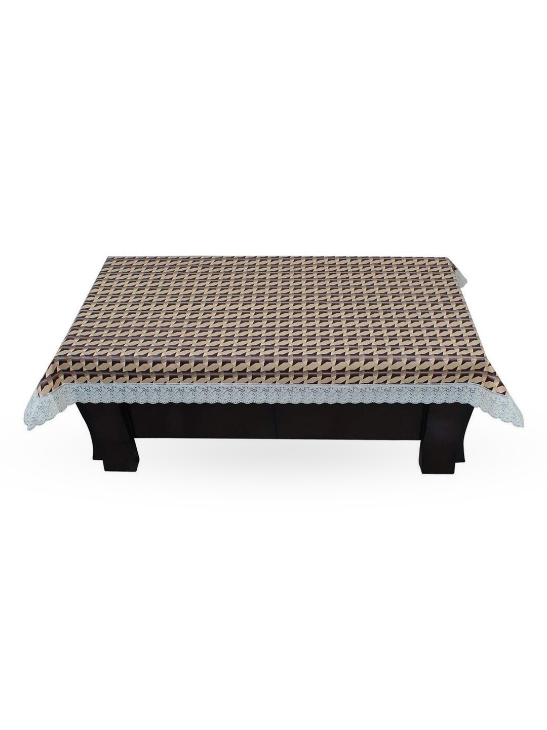 

CASA-NEST Brown Geometric Printed 8-Seater Table Cover