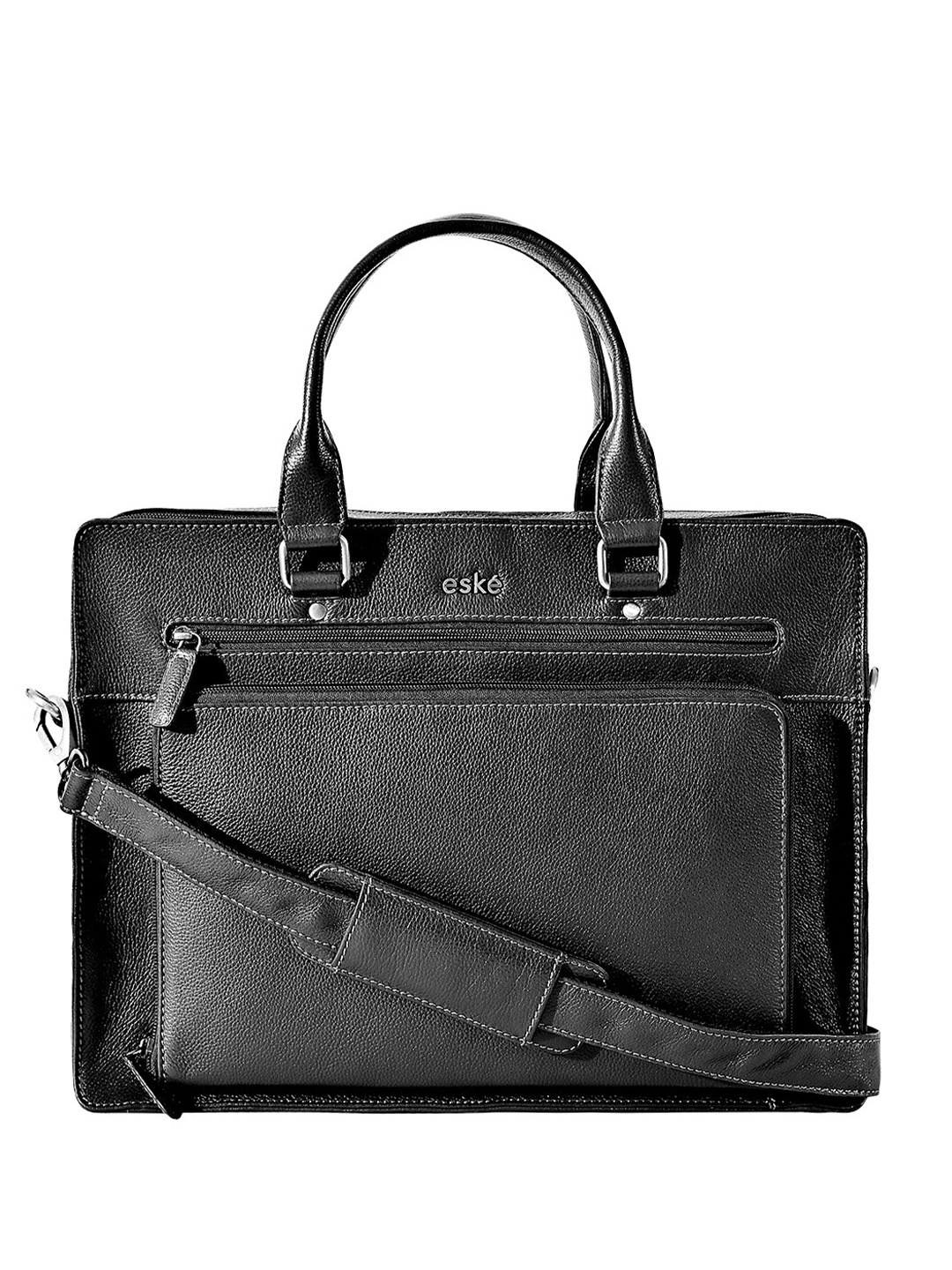 

Eske Maik Leather Textured Upto 15inch Laptop Messenger Briefcase Bag, Black