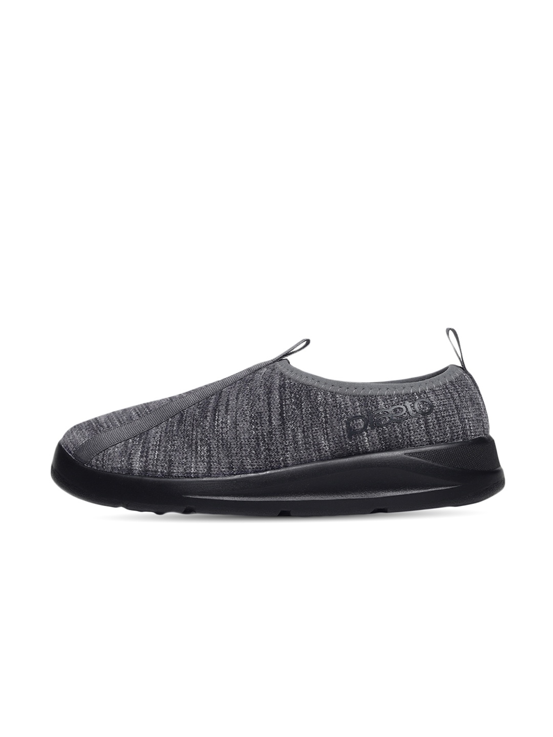 

plaeto Men Textured EZPlay Lightweight Knit Upper Slip-On Walking Shoes, Black