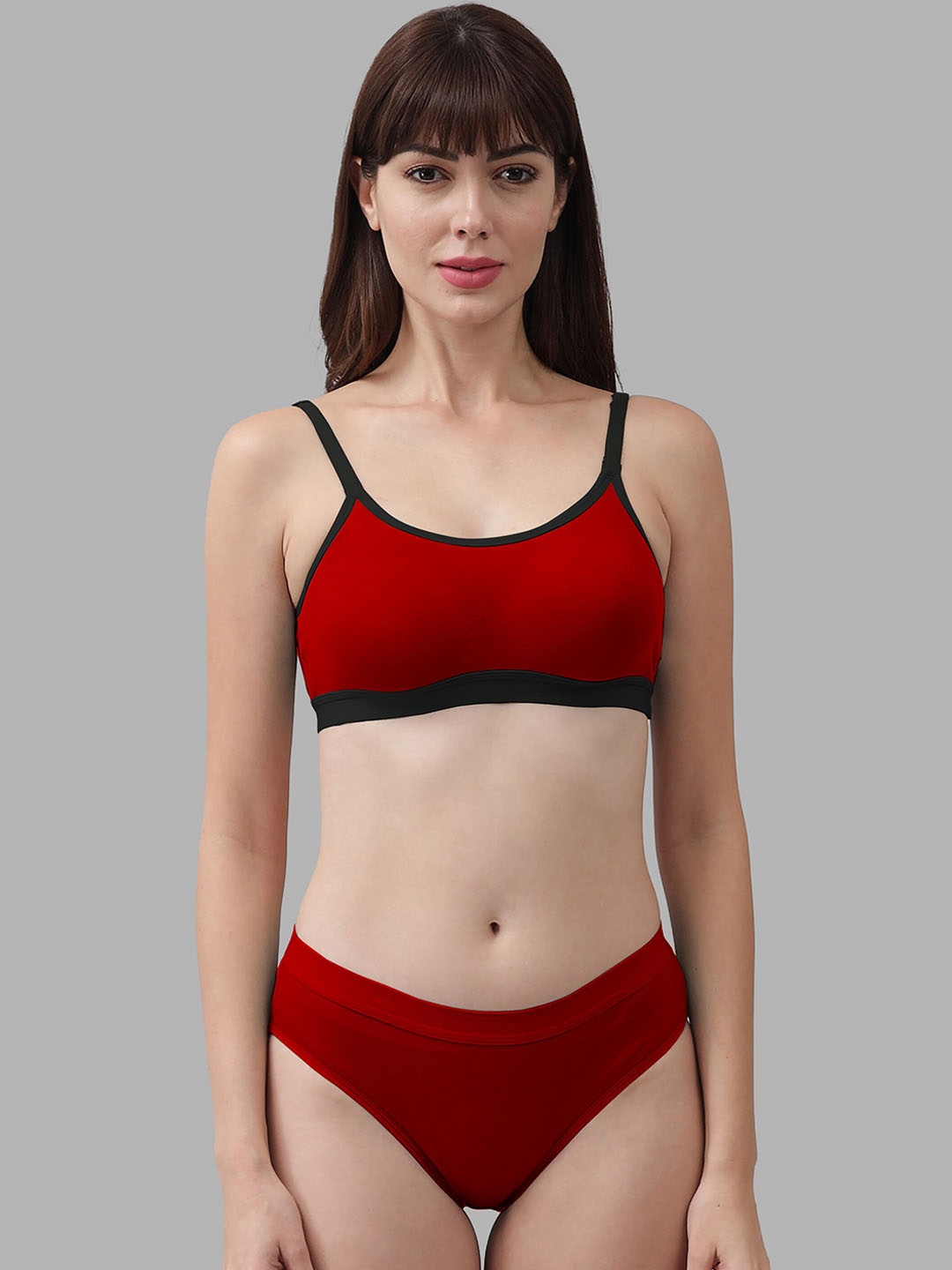 

In-Curve Non Padded Breathable Cotton Lingerie Set, Red