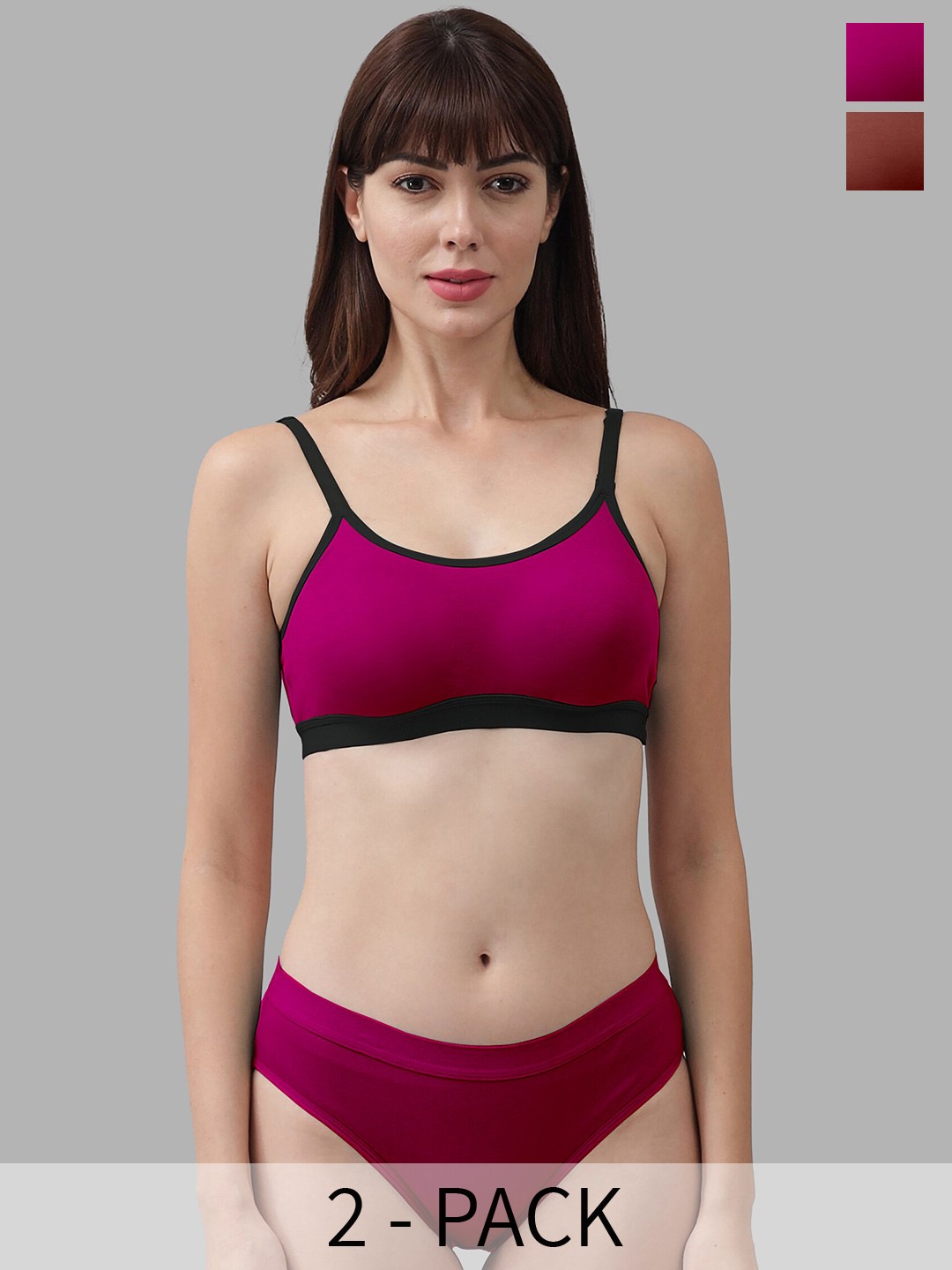 

In-Curve Pack Of 2 Breathable Cotton Lingerie Sets, Pink