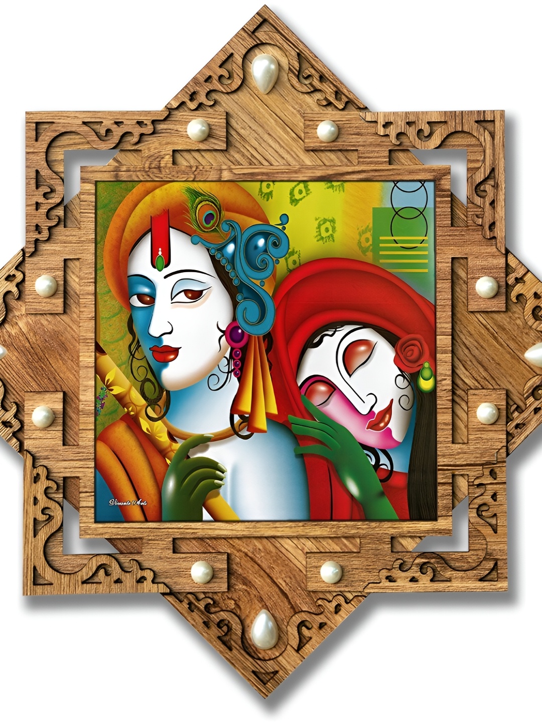 

PnF Blue & Brown Religious Wooden Painting Wall Art