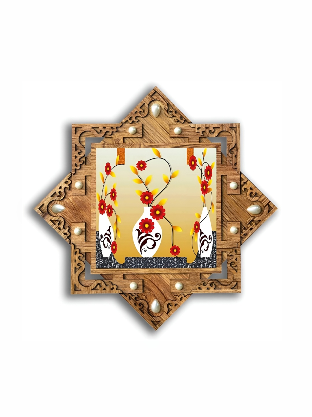 

PnF Brown & Red Wooden Floral and Botanical Wall Painting
