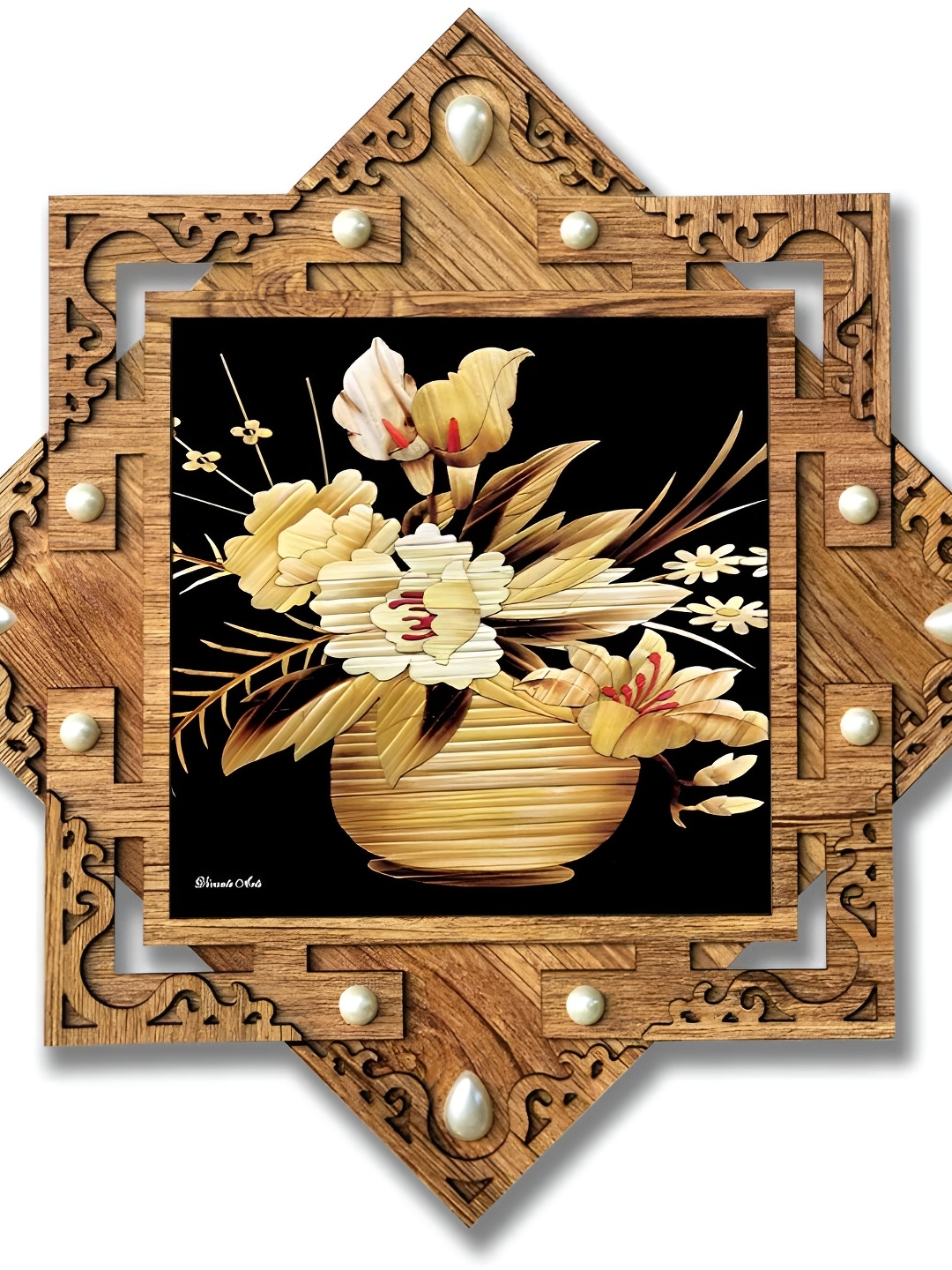 

PnF Brown & Black Floral and Botanical Wooden Painting Wall Art