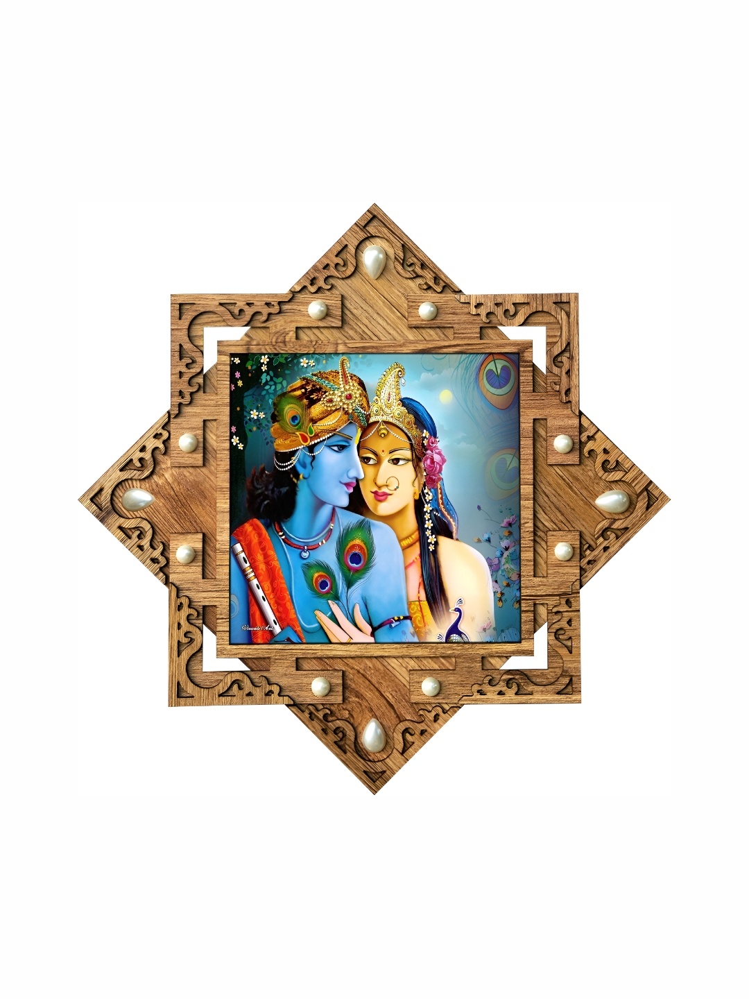 

PnF Brown & Blue Wooden Religious Wall Painting