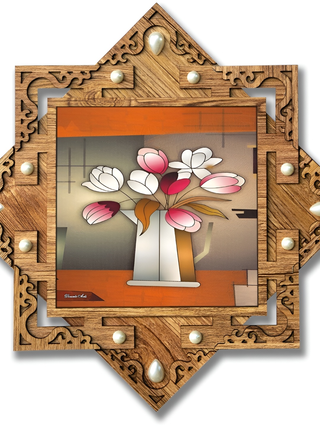 

PnF Grey & White Floral and Botanical Wooden Painting Wall Art