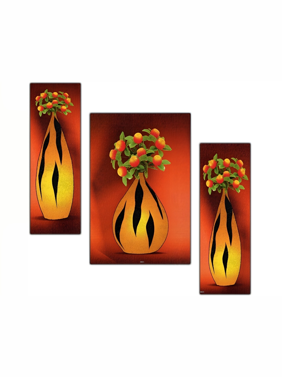 

PnF Yellow & Orange 3 Pieces Floral and Botanical Wooden Painting Wall Arts