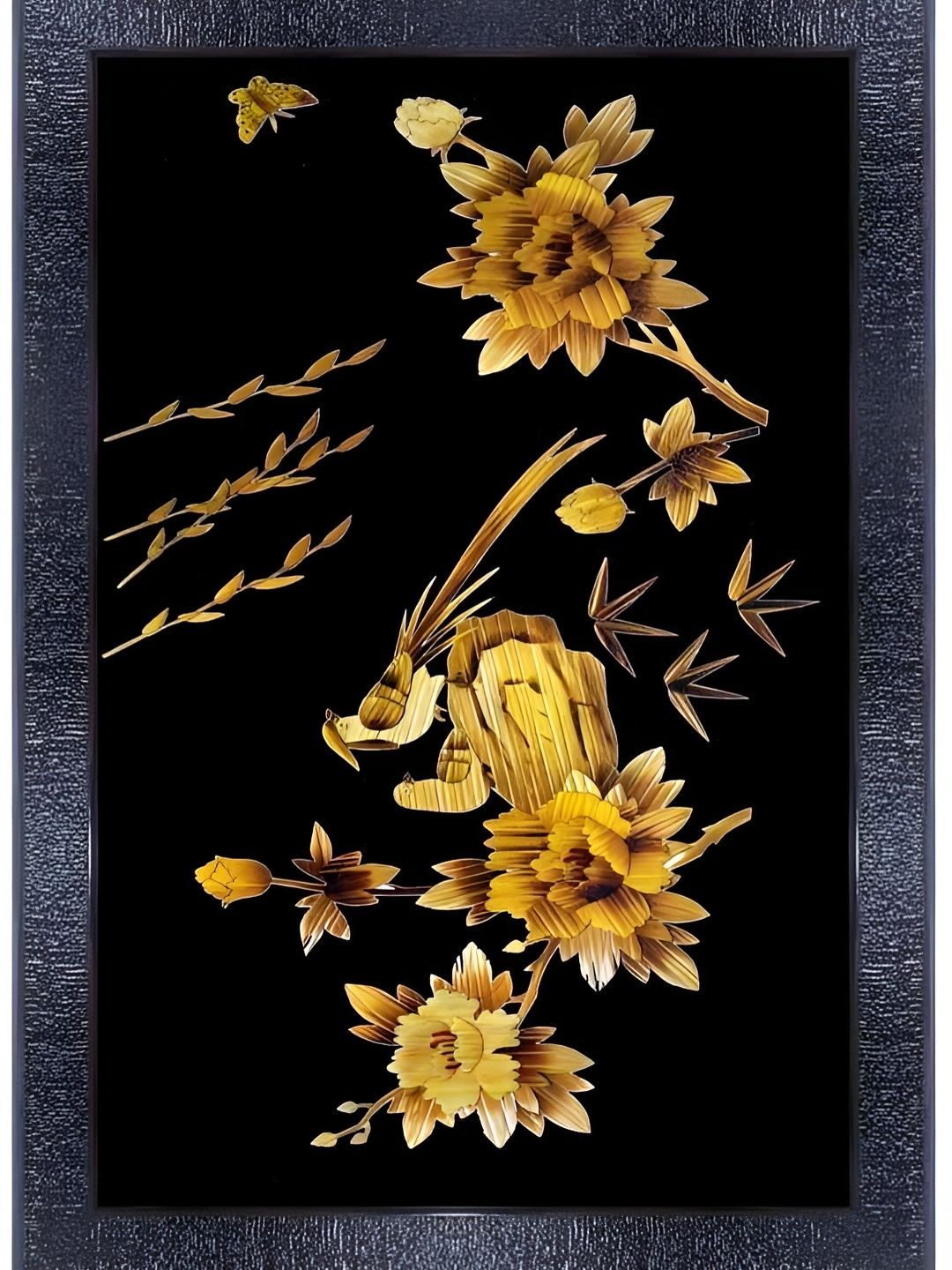 

PnF Black & Gold Toned Wooden Abstract Painting Wall Art