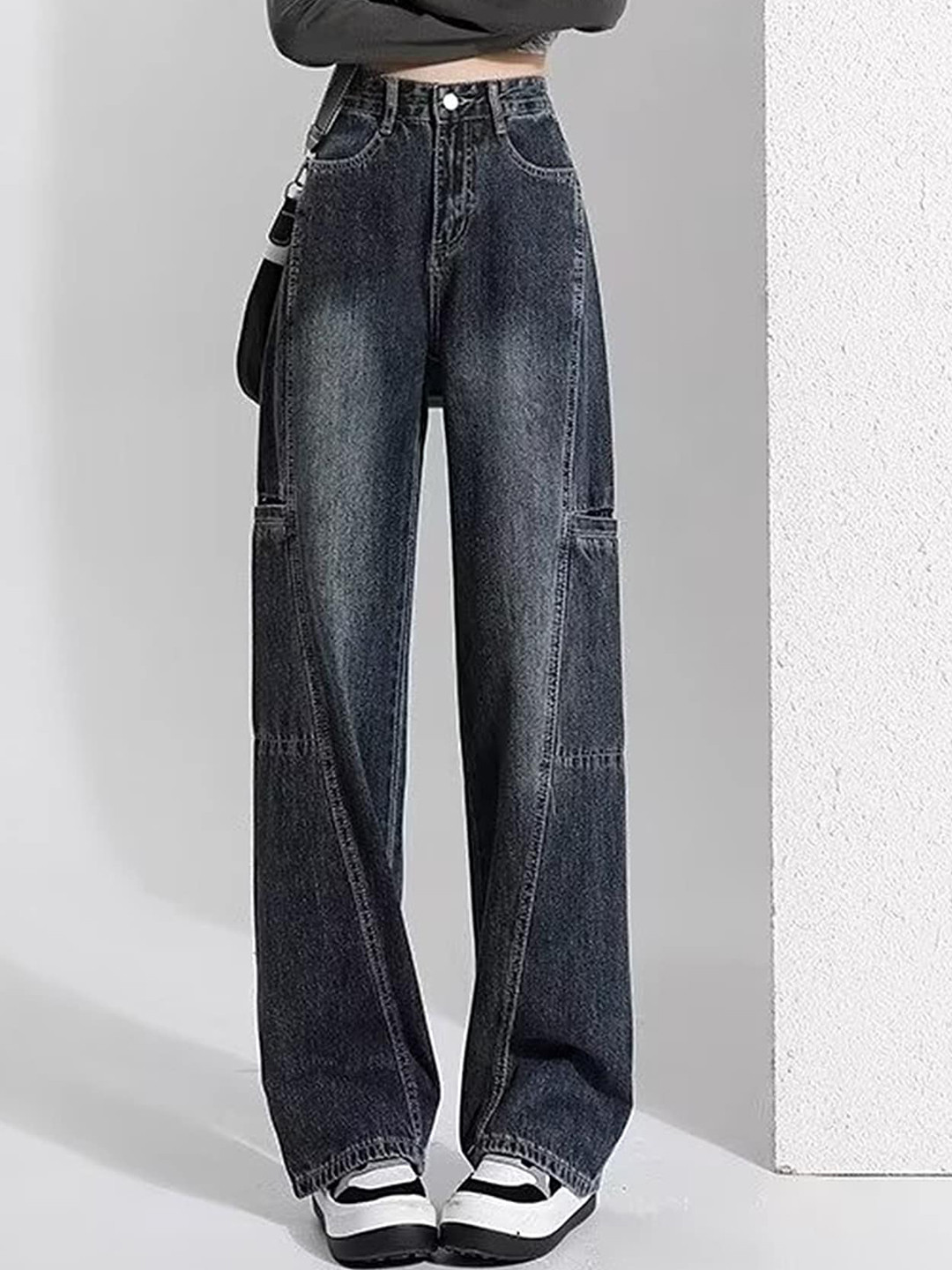 

LULU & SKY Women Straight Fit High-Rise Heavy Fade Jeans, Blue