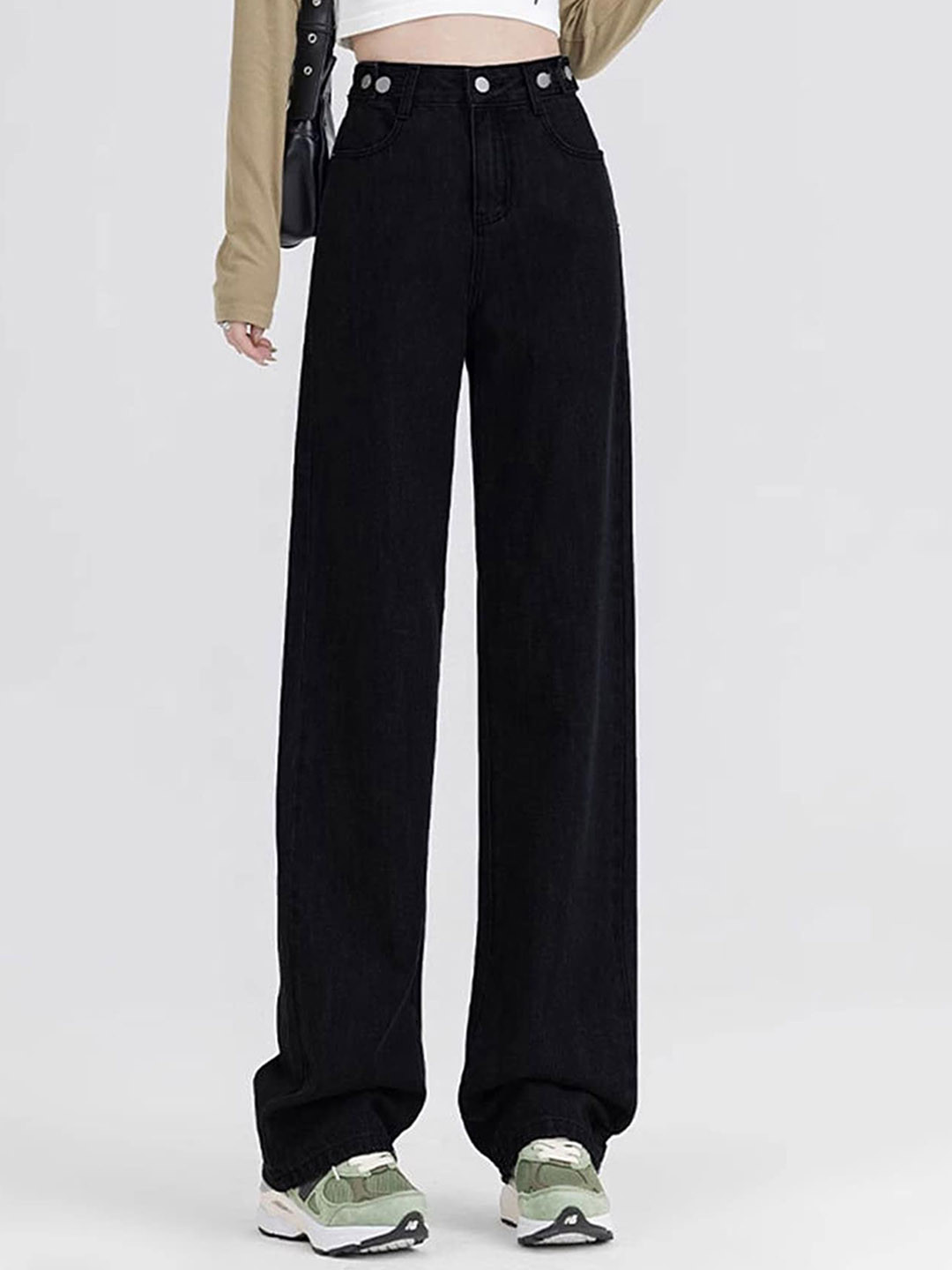 

LULU & SKY Women Straight Fit High-Rise Jeans, Black